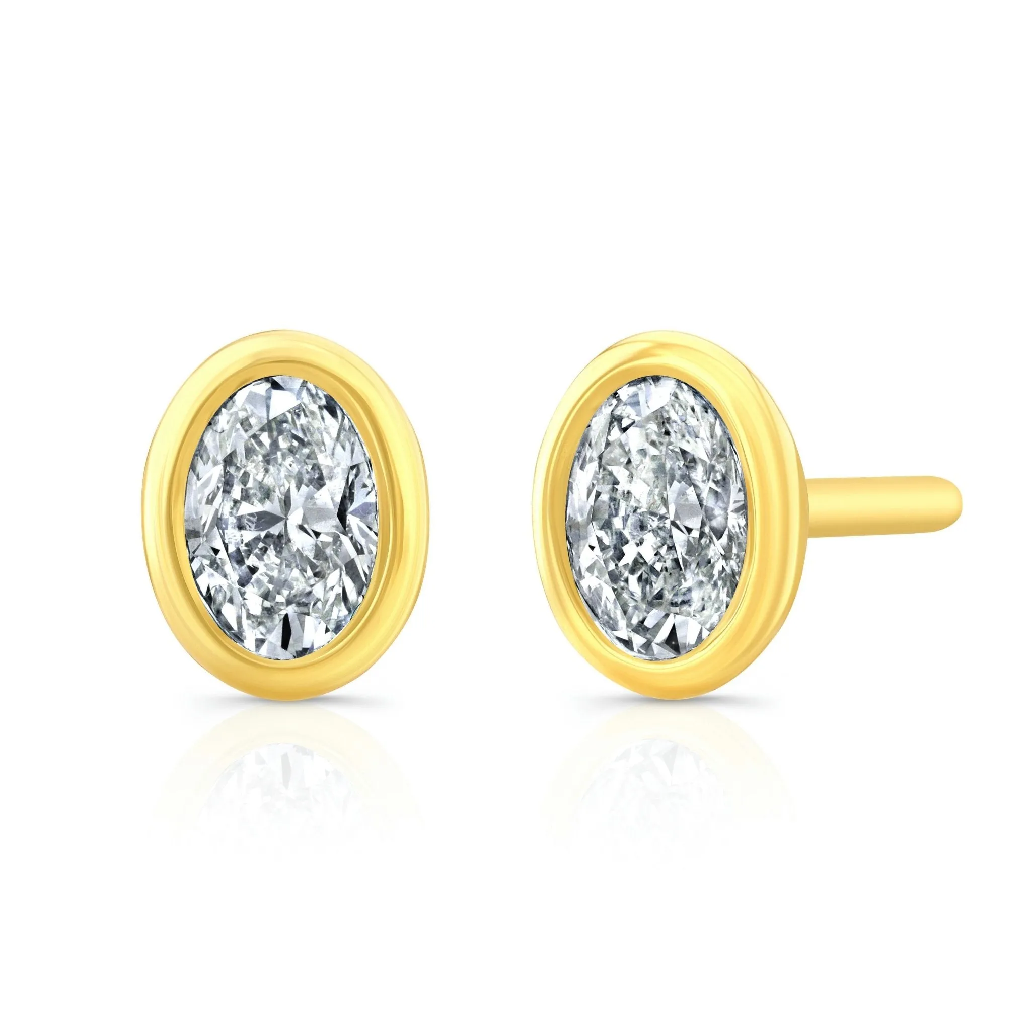 Oval Cut Diamond Bezel Studs