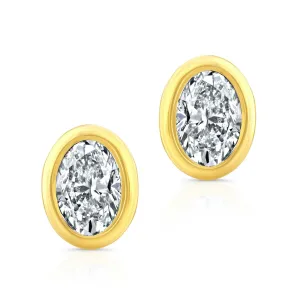 Oval Cut Diamond Bezel Studs