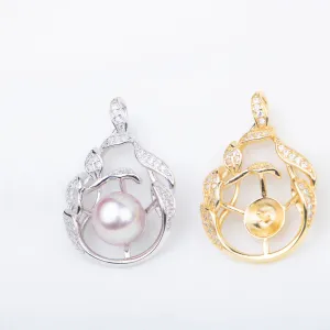 P010873 DIY 7-9mm Natural Freshwater pearl pendant accessory 925 sterling silver engagement jewelry necklace for women