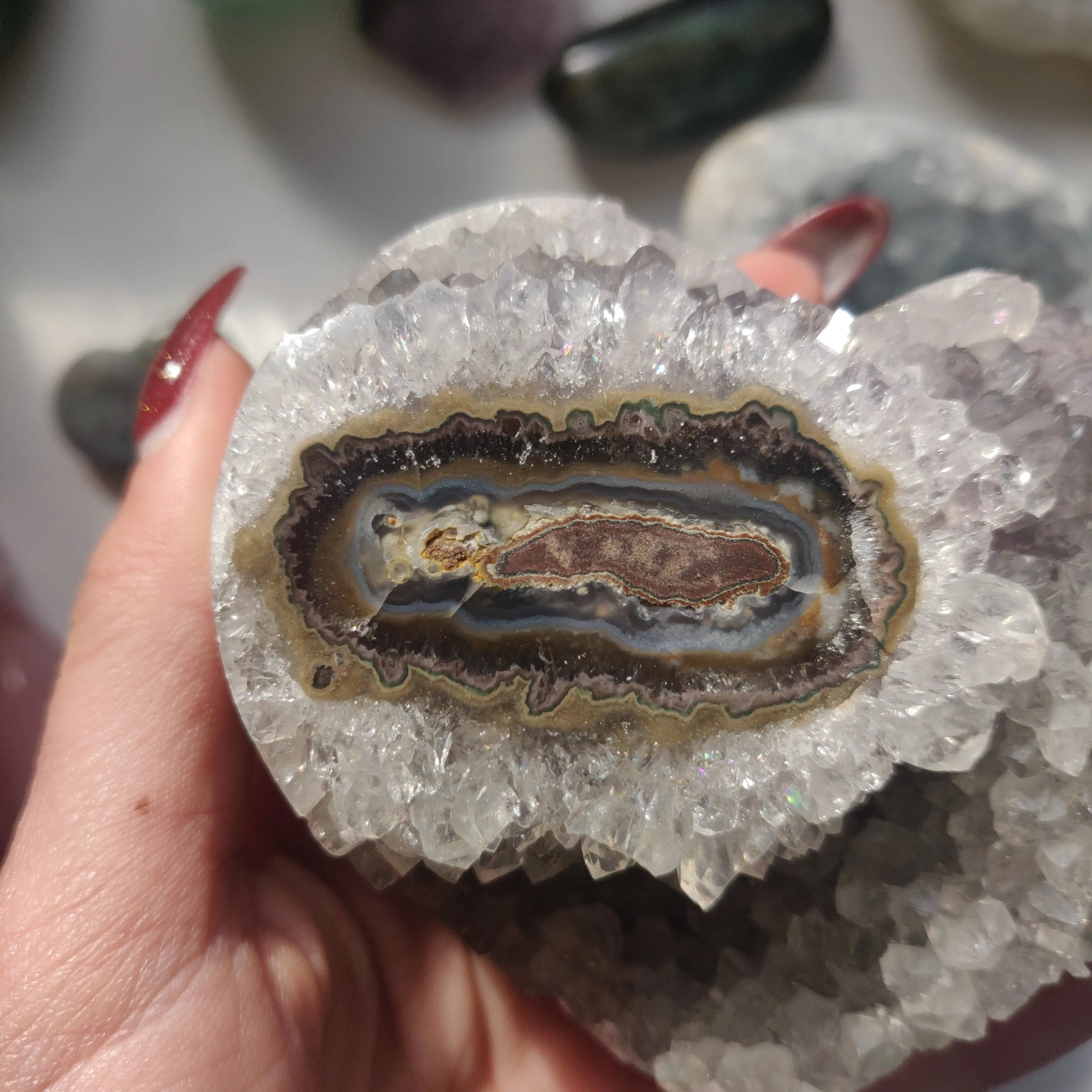 Pale Black Amethyst Geode Heart (#5A)