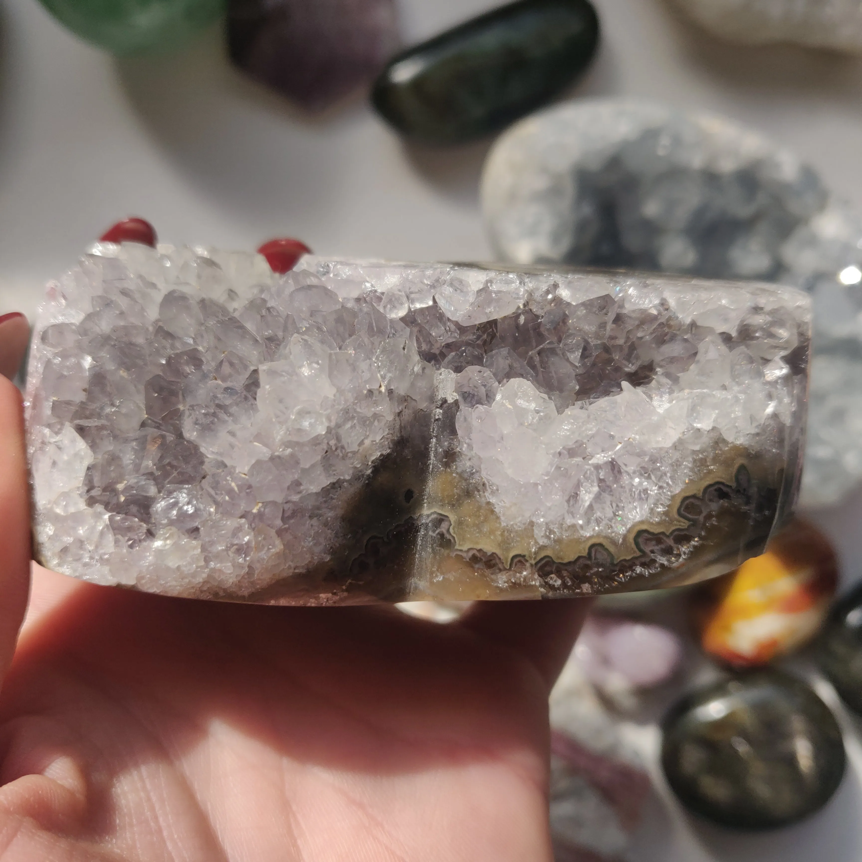 Pale Black Amethyst Geode Heart (#5A)