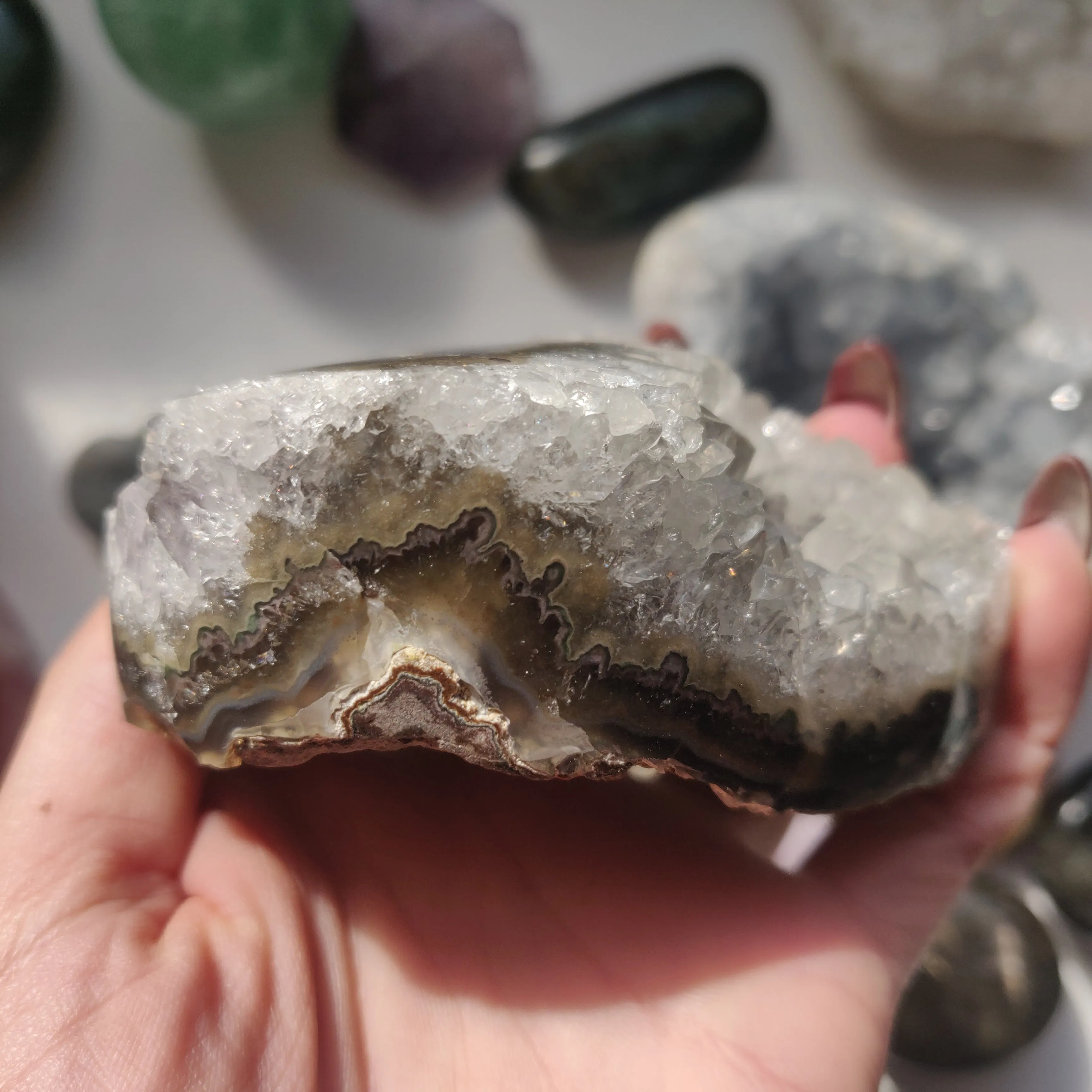 Pale Black Amethyst Geode Heart (#5A)