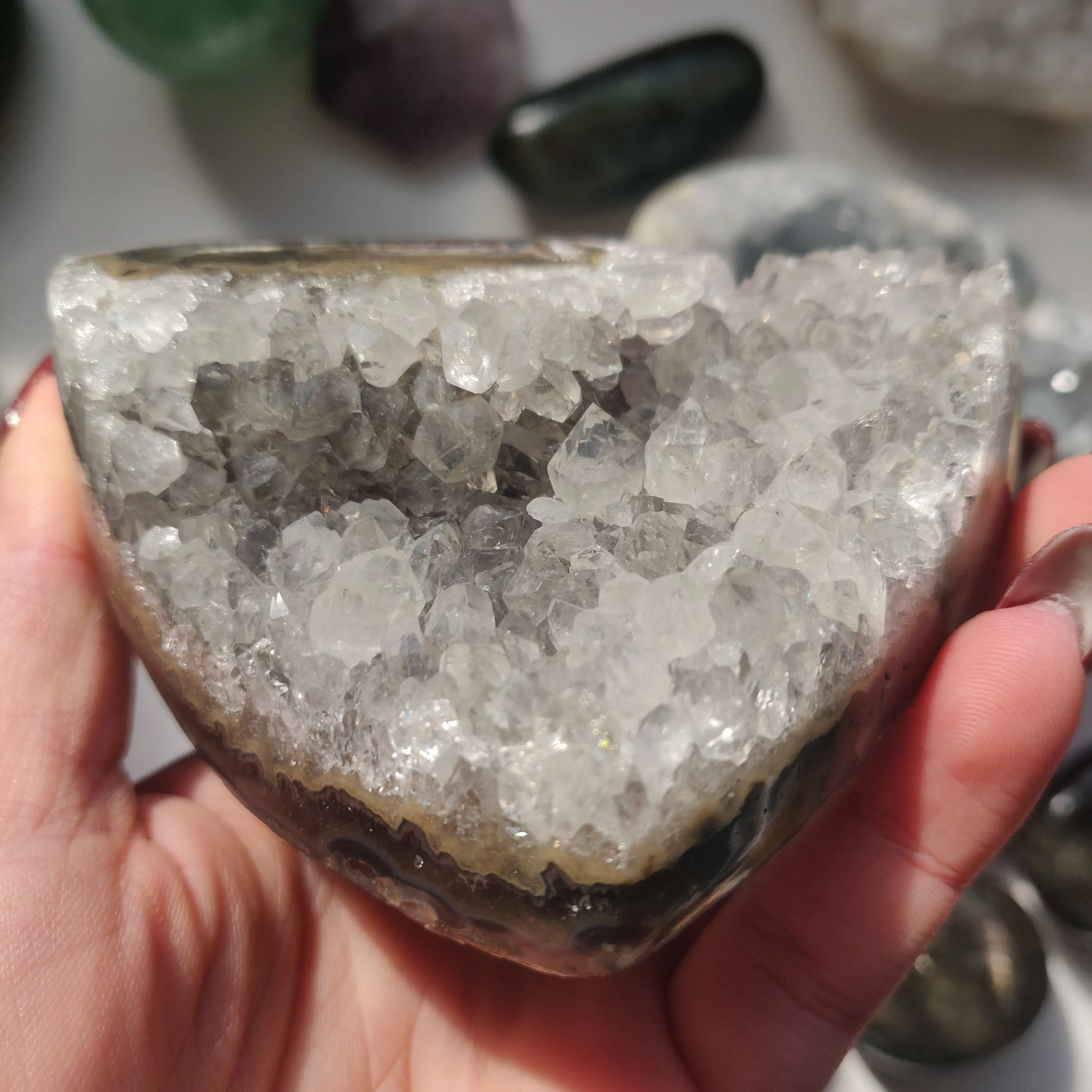 Pale Black Amethyst Geode Heart (#5A)