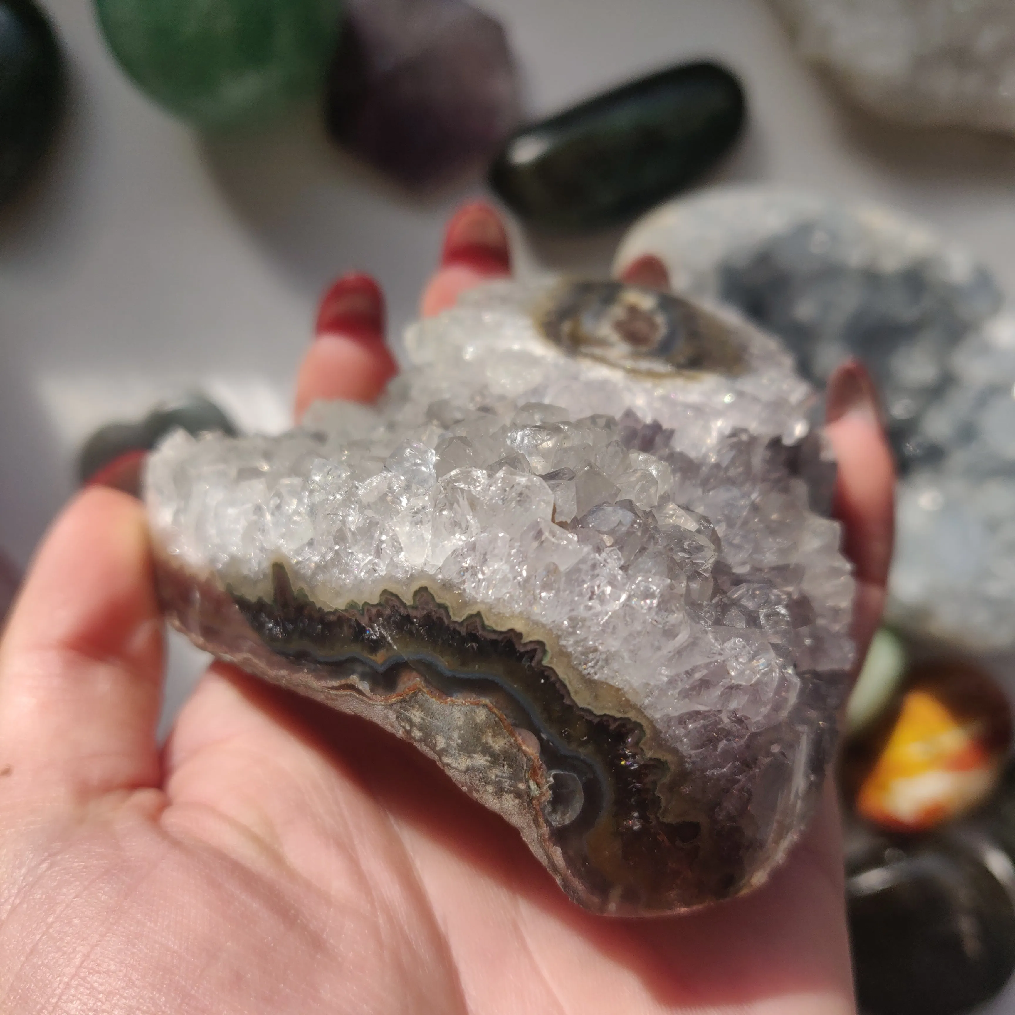 Pale Black Amethyst Geode Heart (#5A)