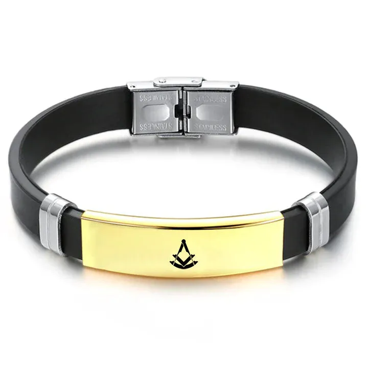 Past Master Blue Lodge Bracelet - Steel & Leather