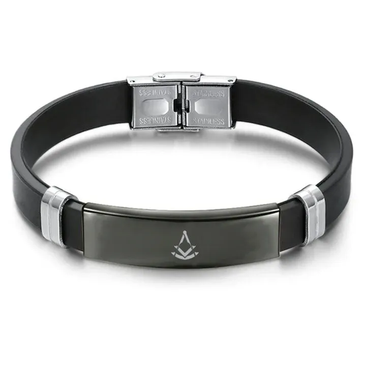 Past Master Blue Lodge Bracelet - Steel & Leather