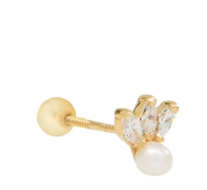 Pearl CZ Stud Gold