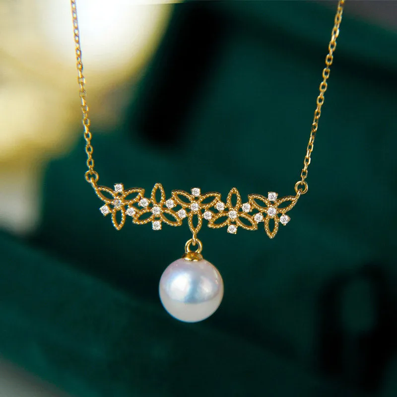 Pearl Floral Drop Necklace