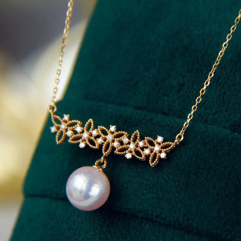 Pearl Floral Drop Necklace