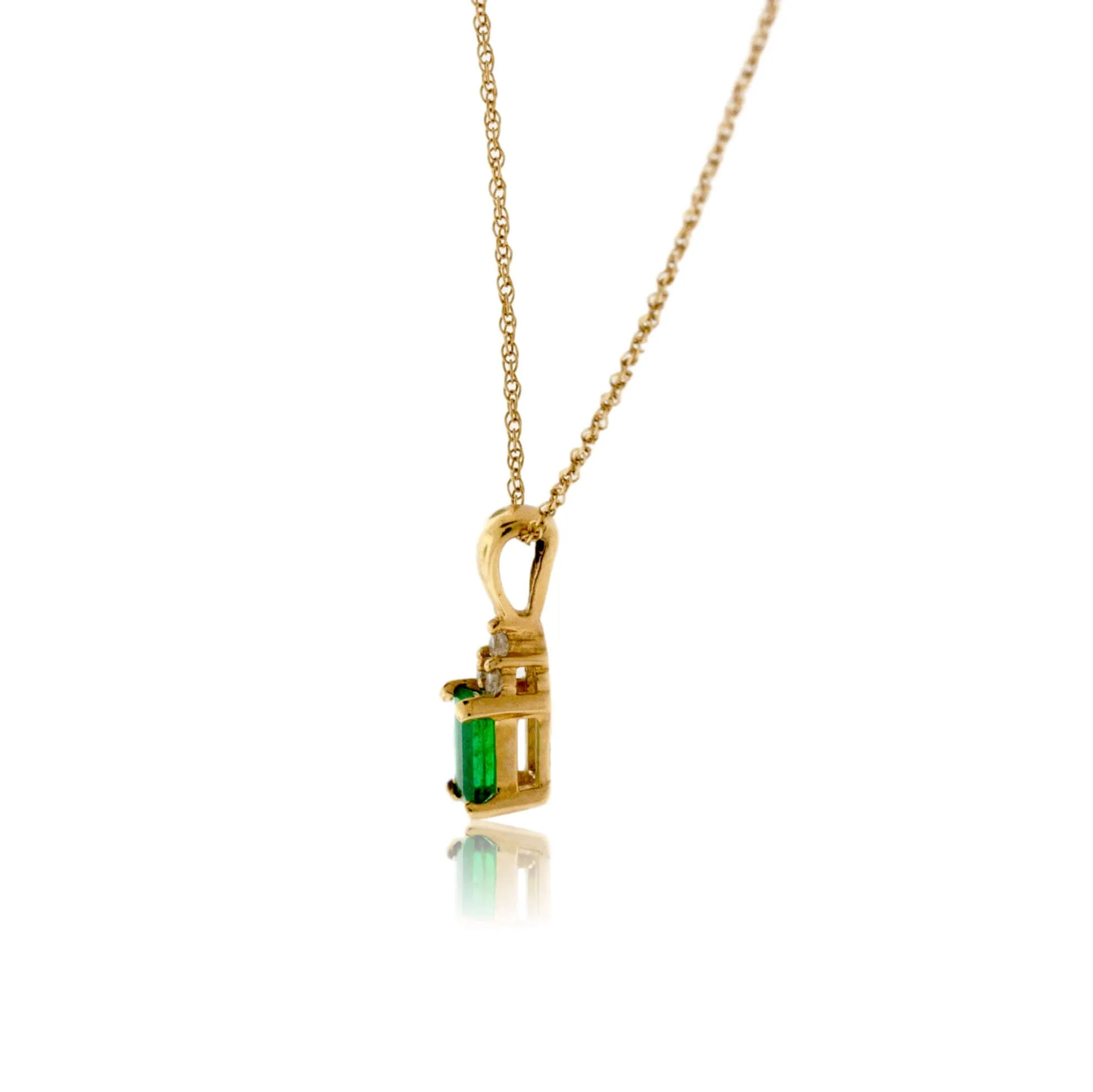 Petite Emerald-Cut Emerald and Diamond Pendant