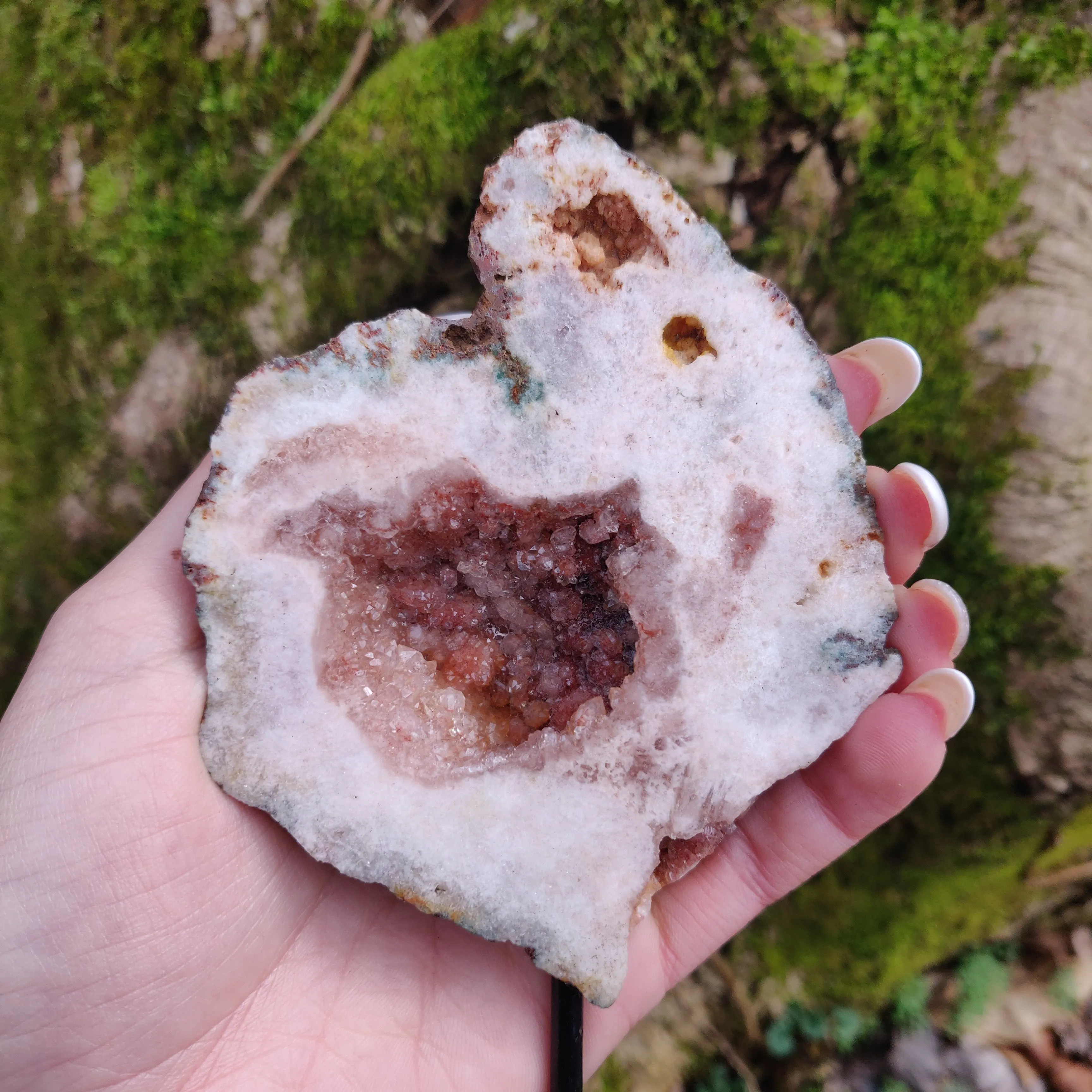 Pink Amethyst Geode Slab on Metal Stand (#4)