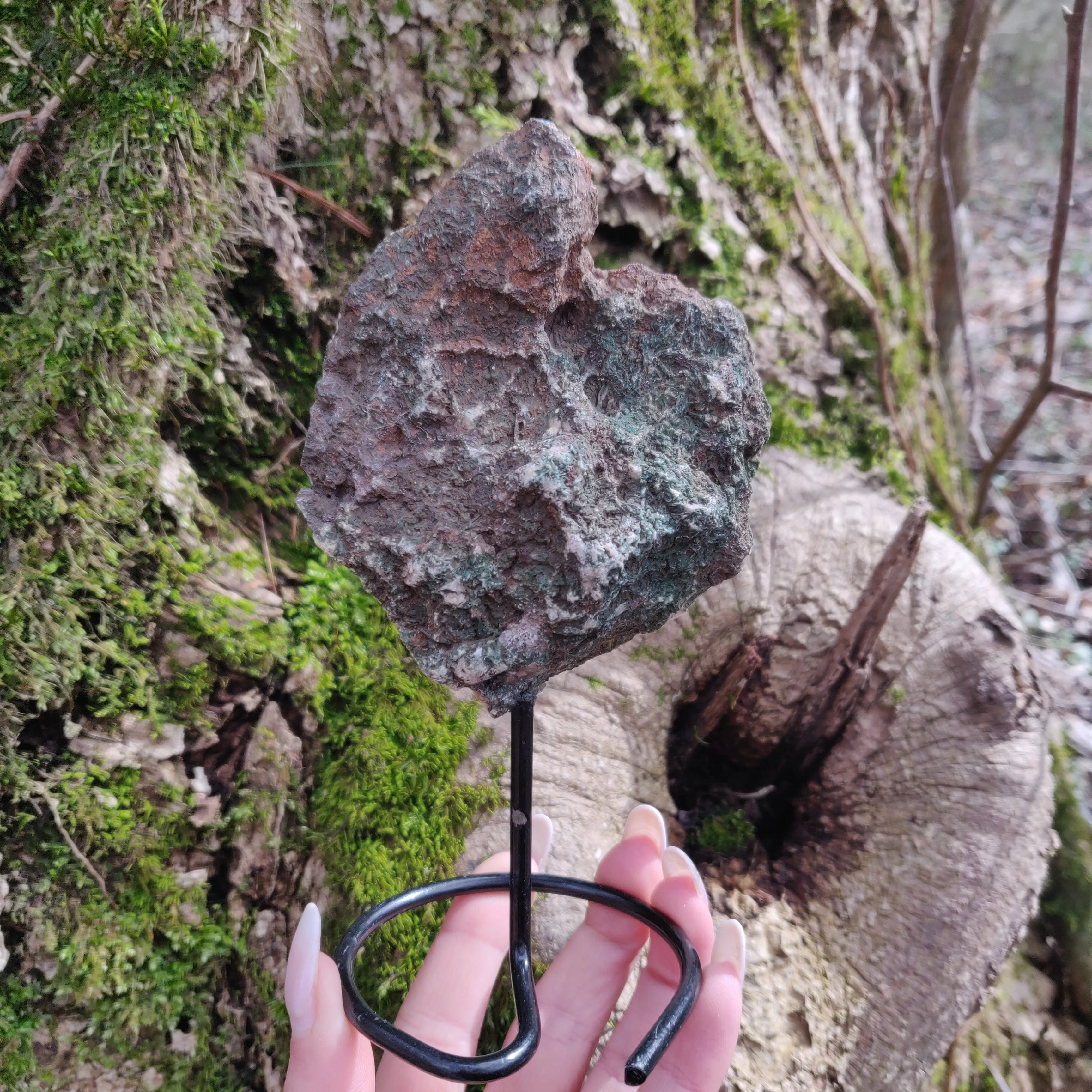 Pink Amethyst Geode Slab on Metal Stand (#4)