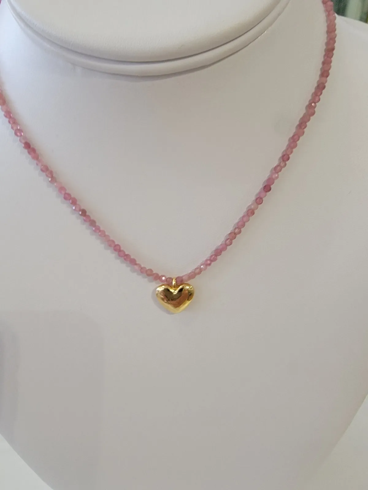 Pink Crystal Heart Necklace