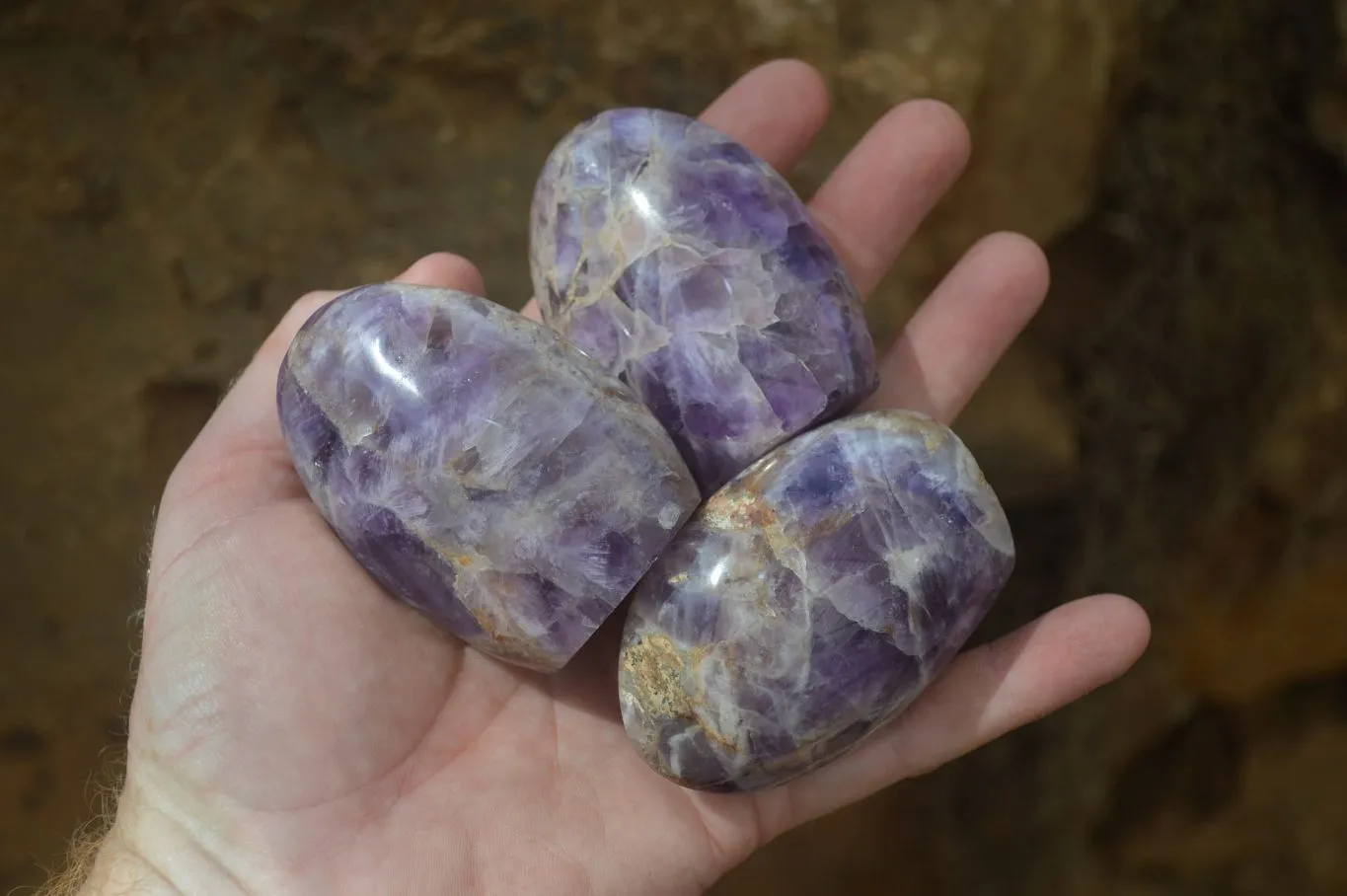 Polished Chevron Amethyst Free Forms x 12 From Madagascar