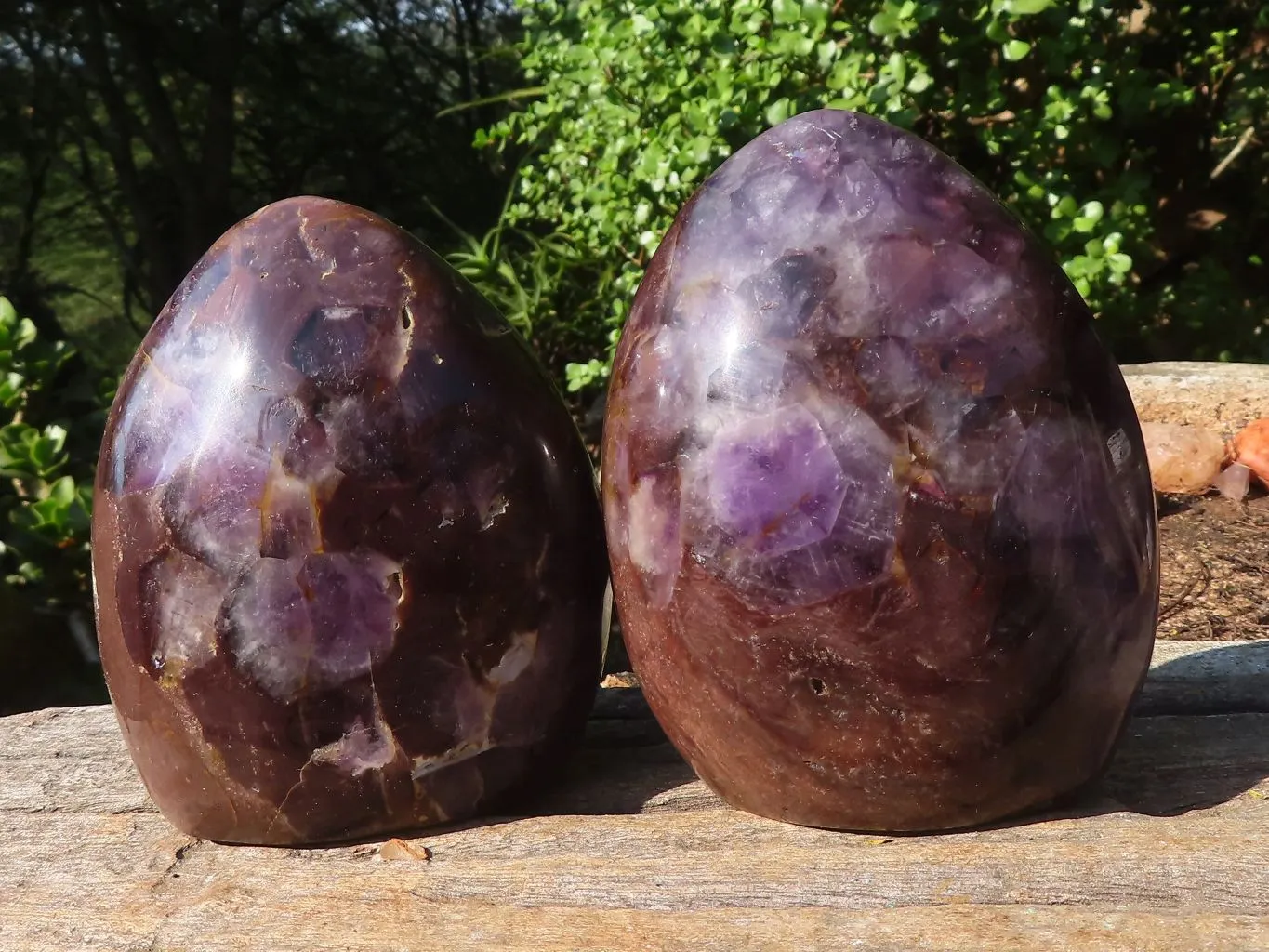 Polished Gemmy Amethyst In Matrix Standing Free Forms x 2 From Madagascar