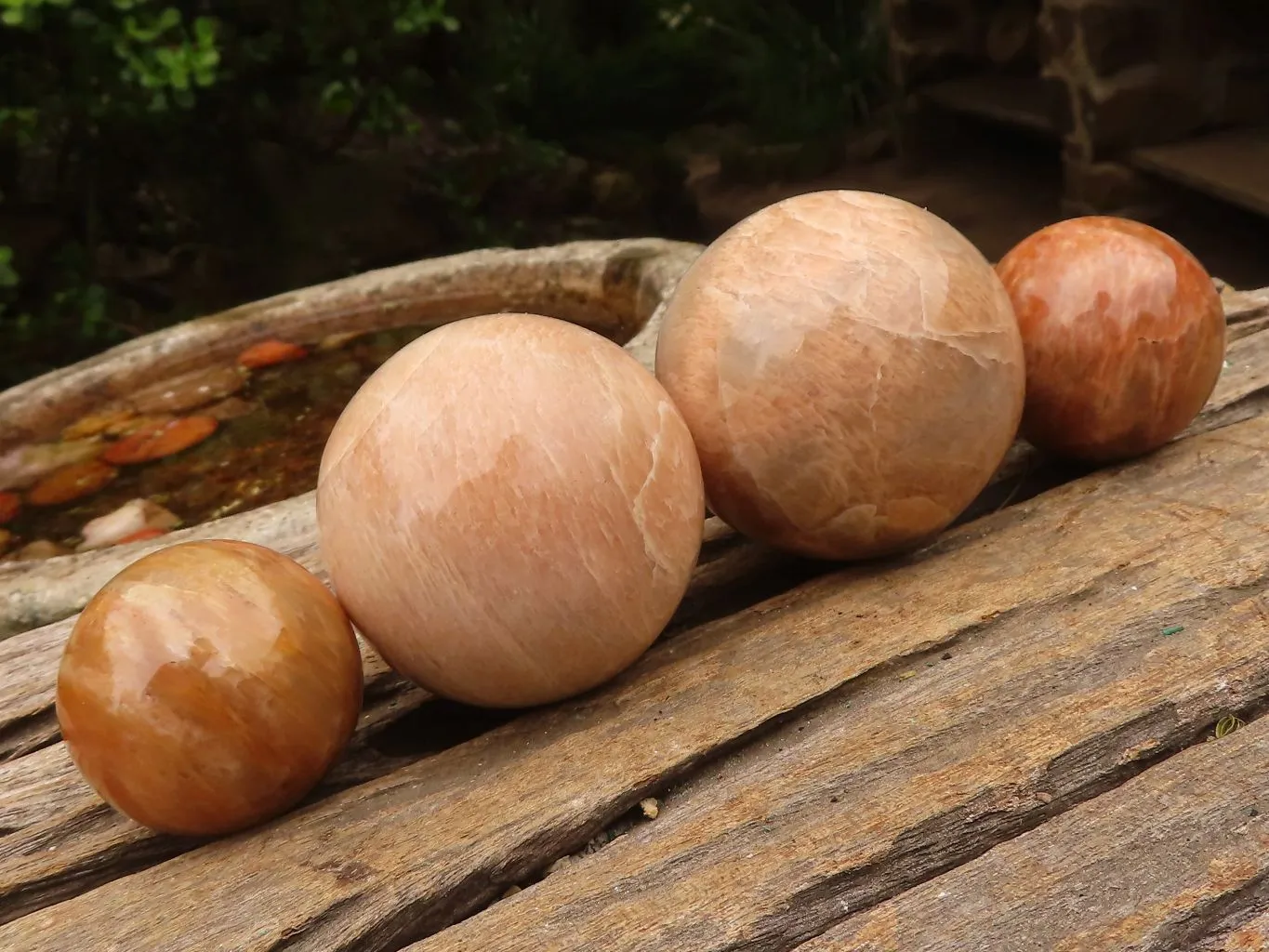 Polished Gorgeous Peach Moonstone Spheres  x 4 From Madagascar