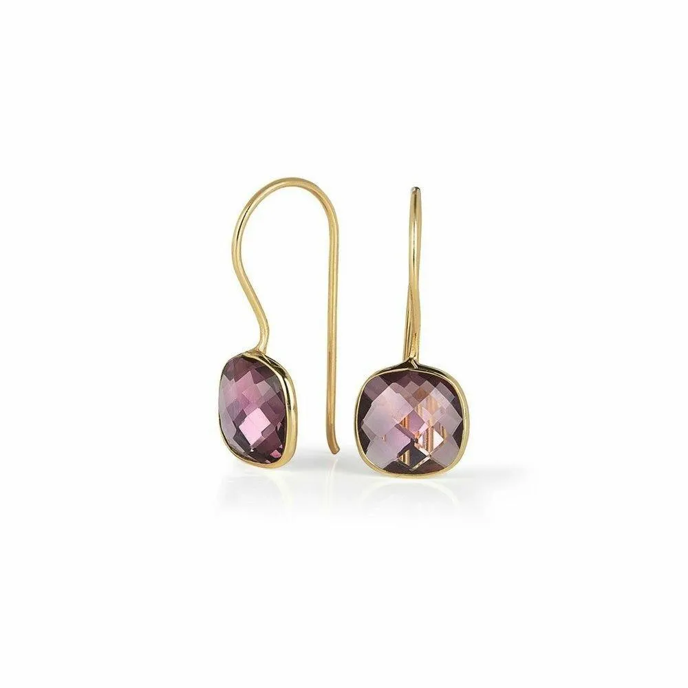 Purple Amethyst Earrings | Gold