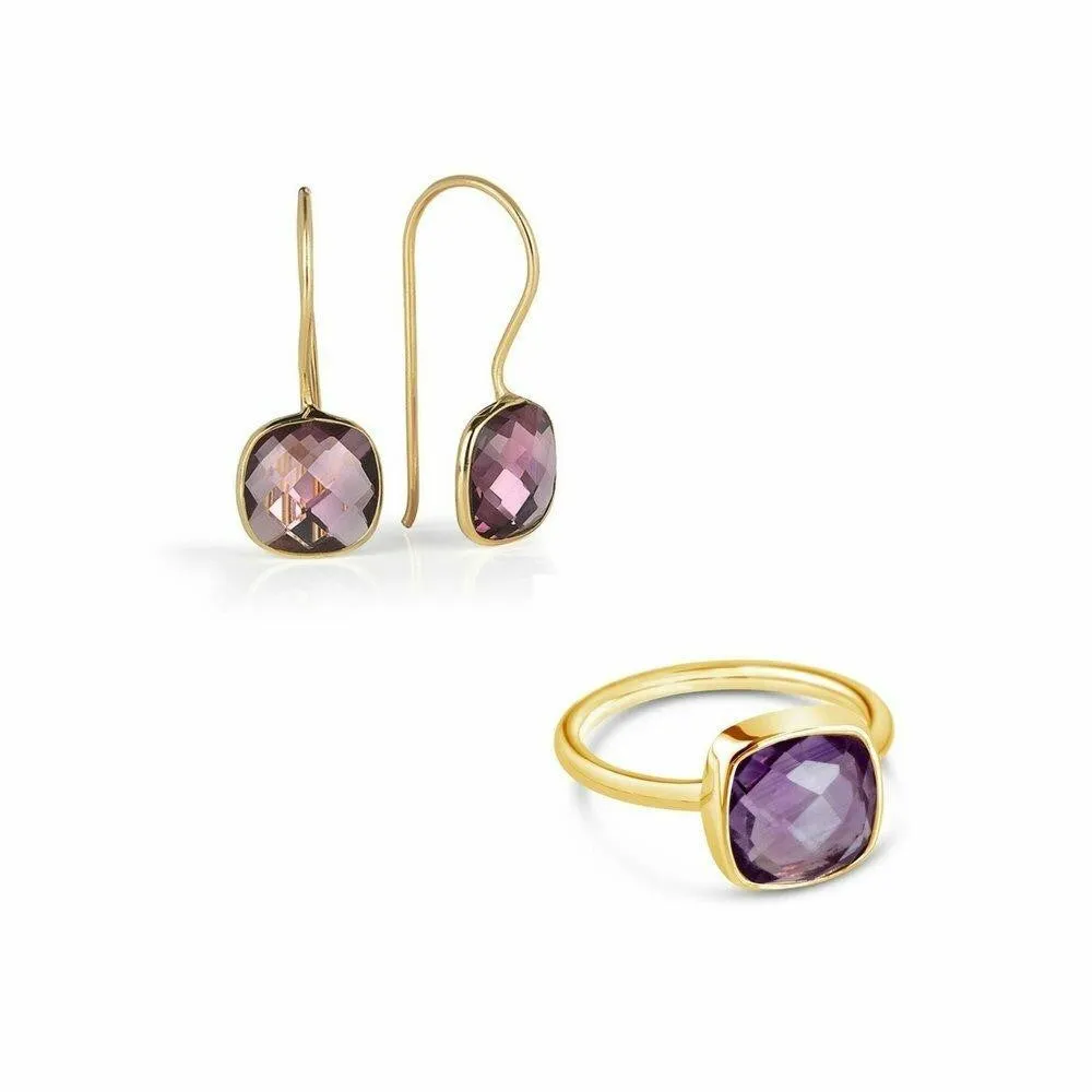 Purple Amethyst Earrings | Gold