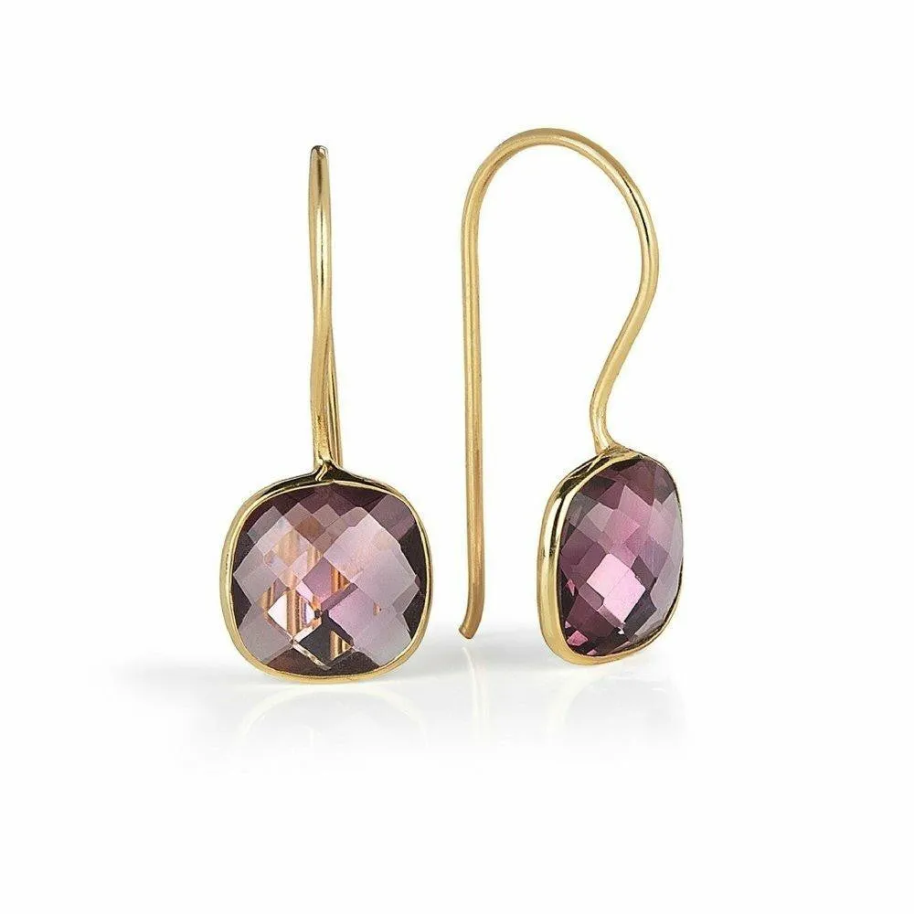 Purple Amethyst Earrings | Gold