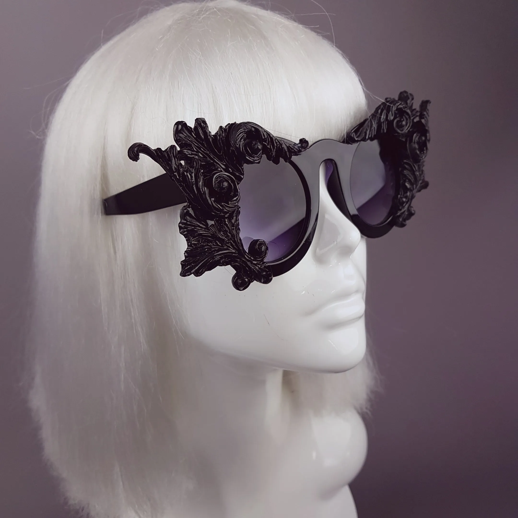 "Dominion" Black Filigree Ornate Sunglasses