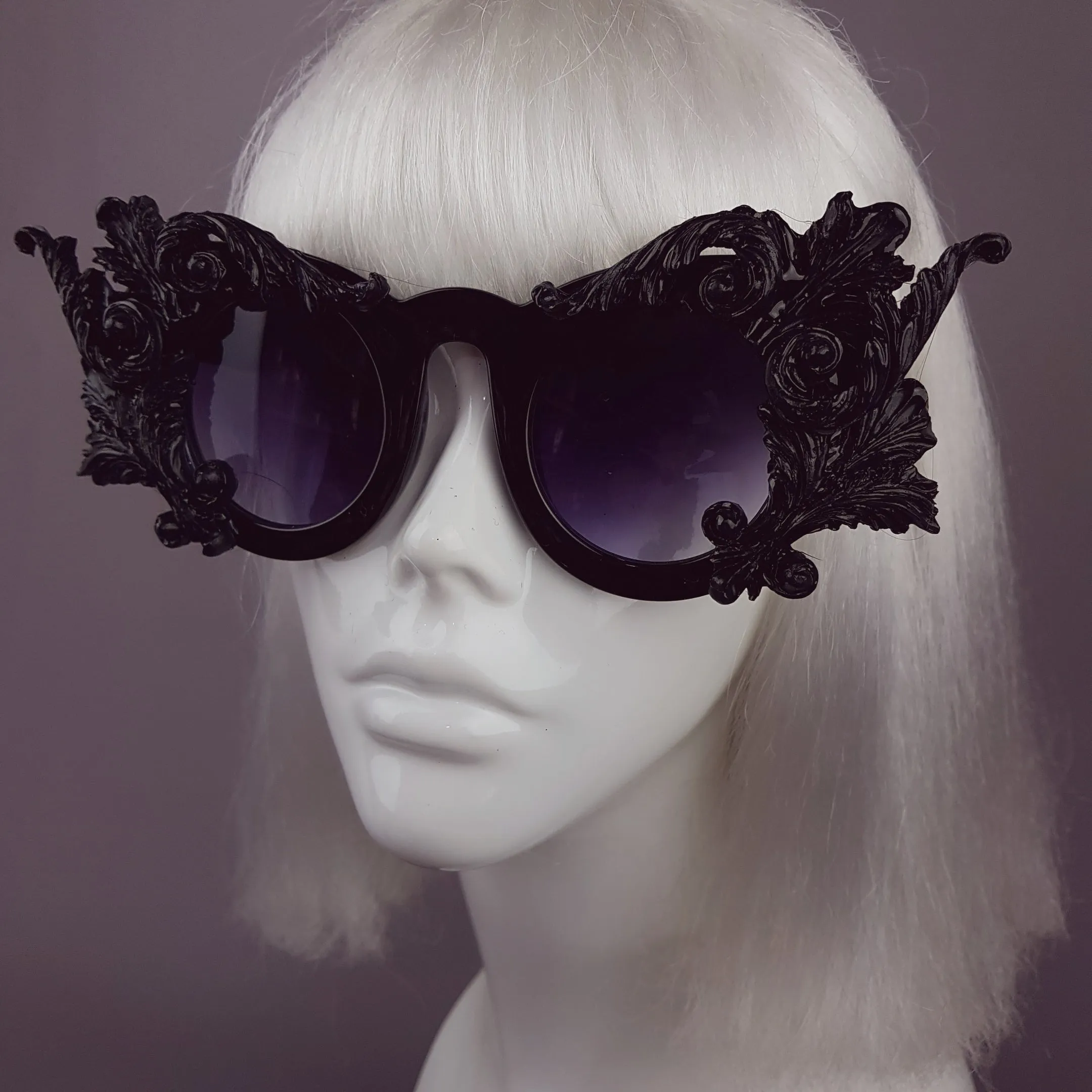 "Dominion" Black Filigree Ornate Sunglasses