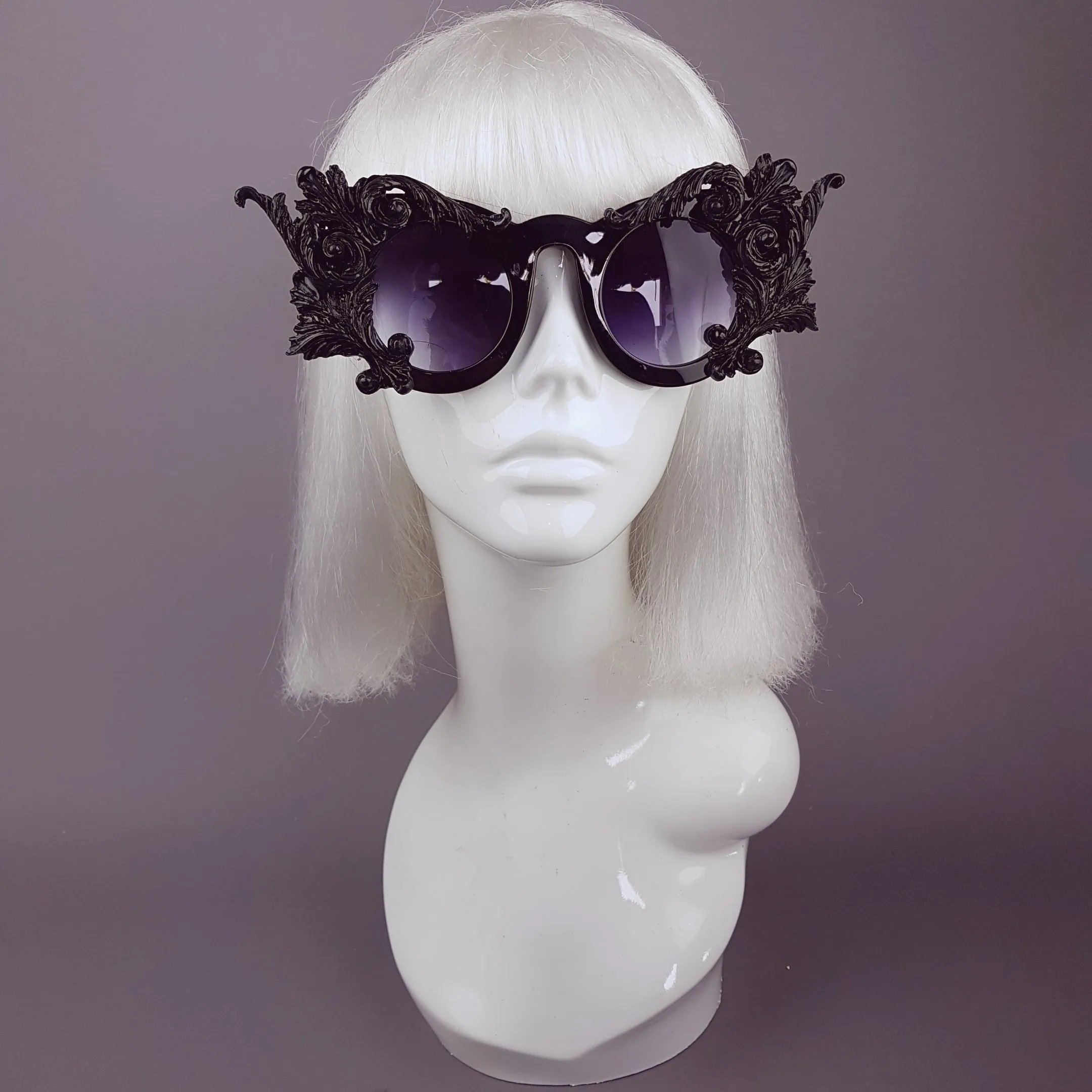 "Dominion" Black Filigree Ornate Sunglasses