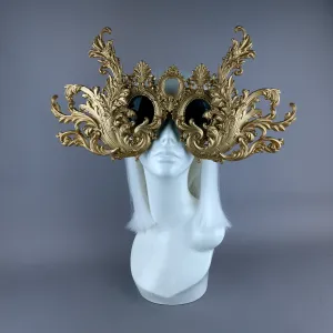 "Monstera" Enormous OTT Gold Filigree Sunglasses Mask