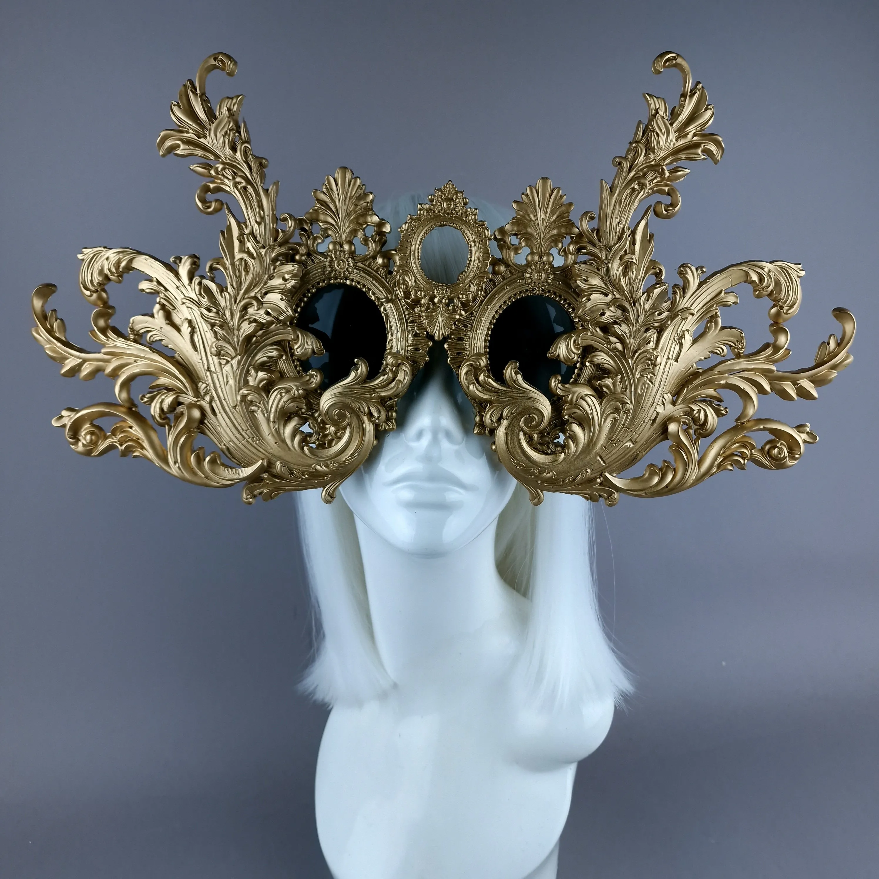 "Monstera" Enormous OTT Gold Filigree Sunglasses Mask