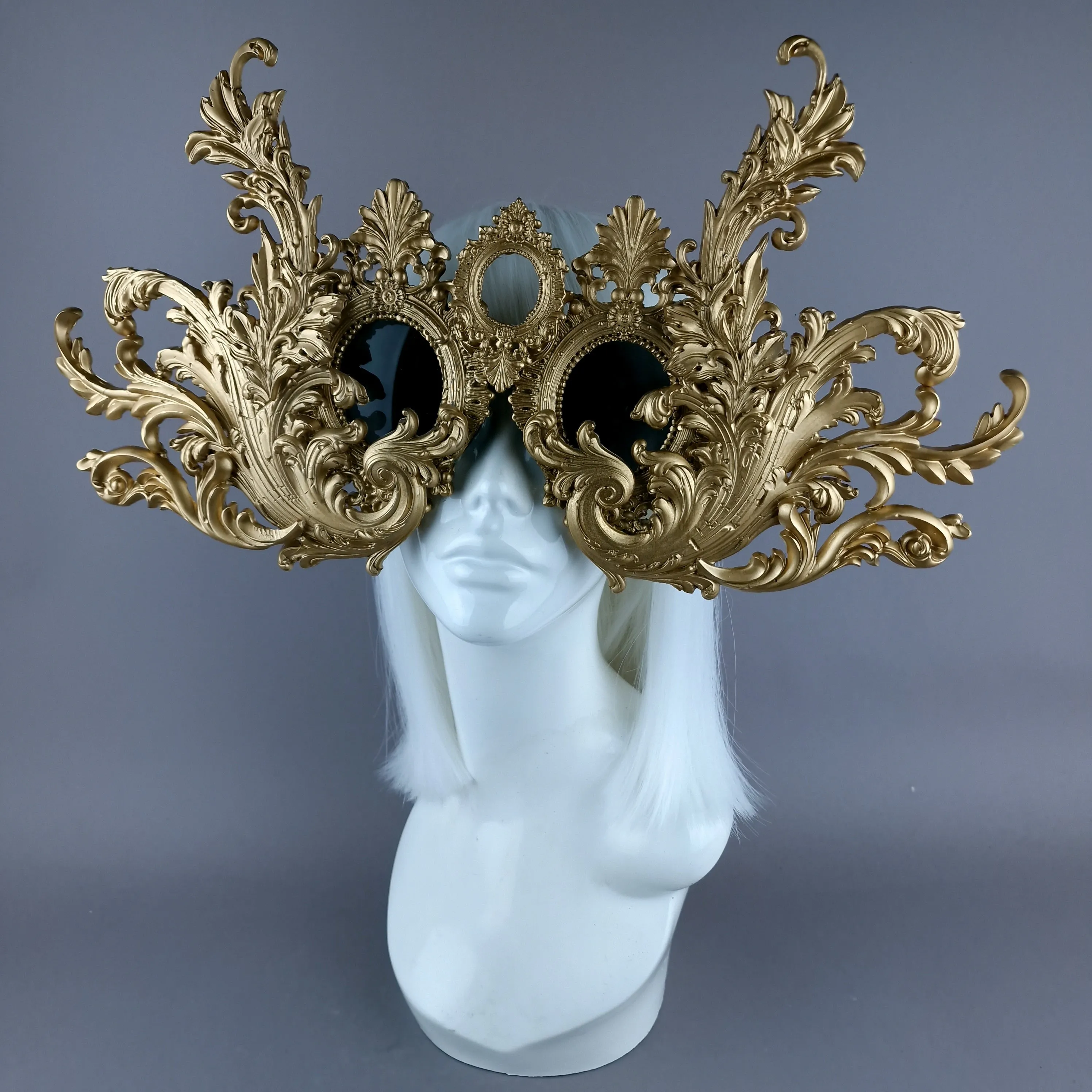 "Monstera" Enormous OTT Gold Filigree Sunglasses Mask