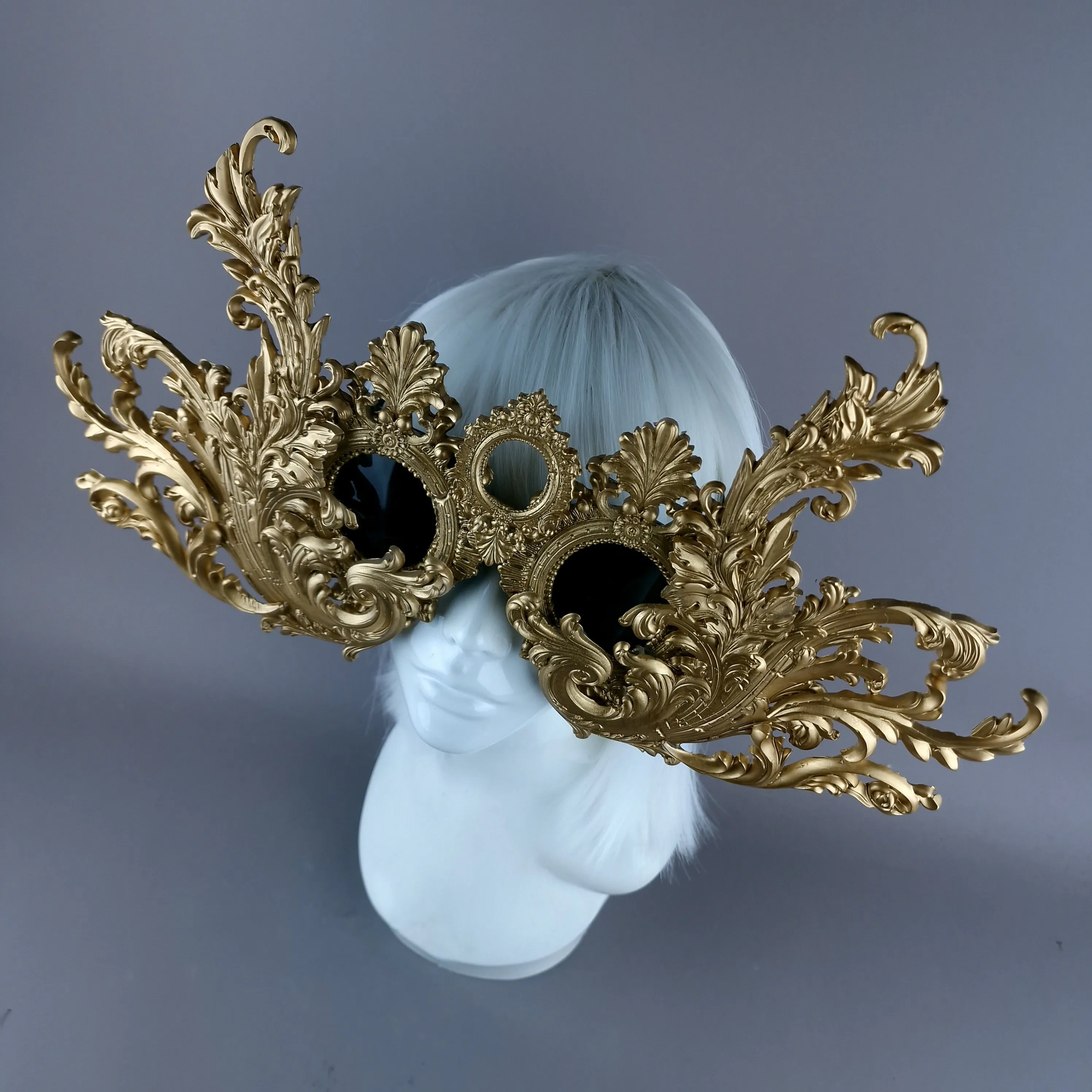 "Monstera" Enormous OTT Gold Filigree Sunglasses Mask