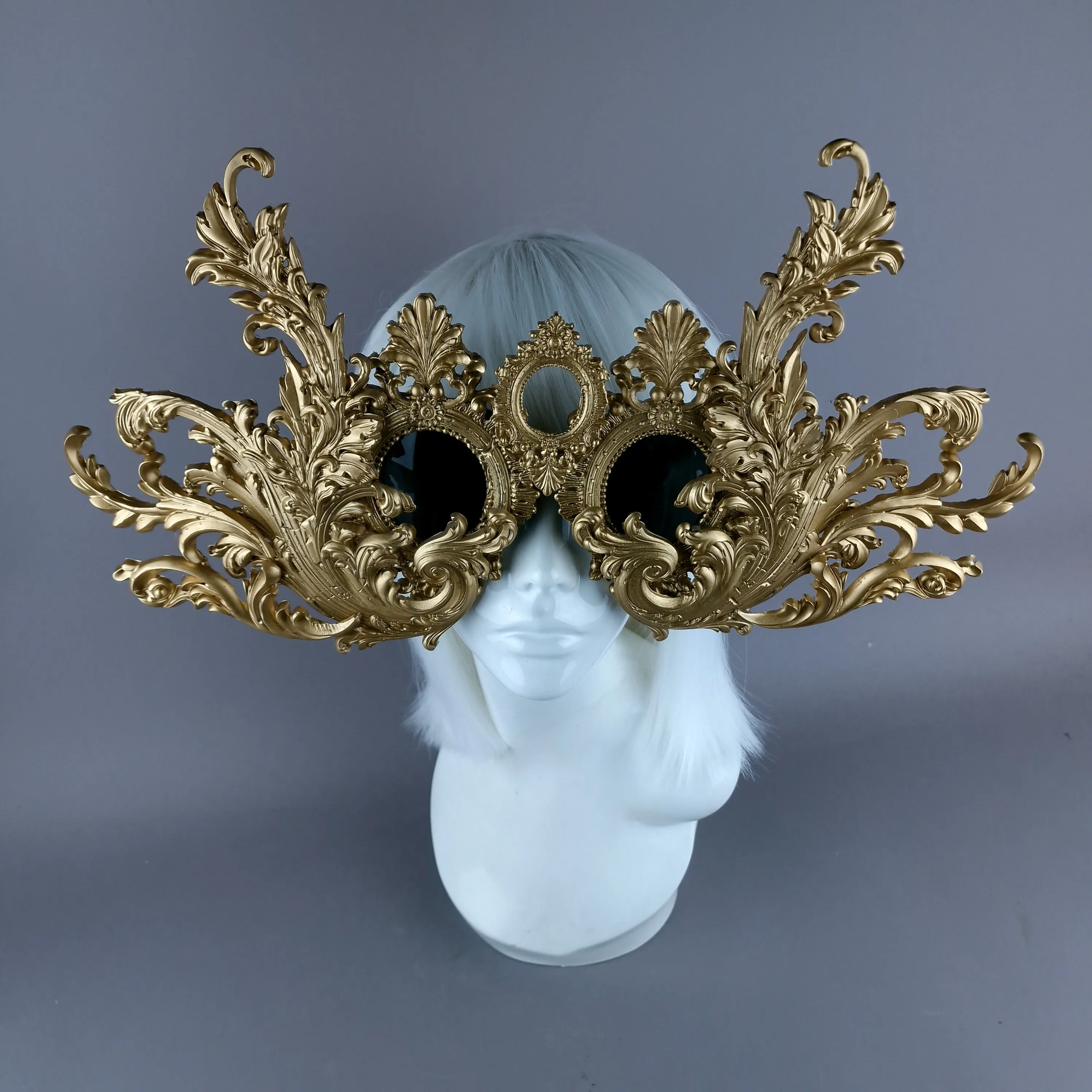 "Monstera" Enormous OTT Gold Filigree Sunglasses Mask