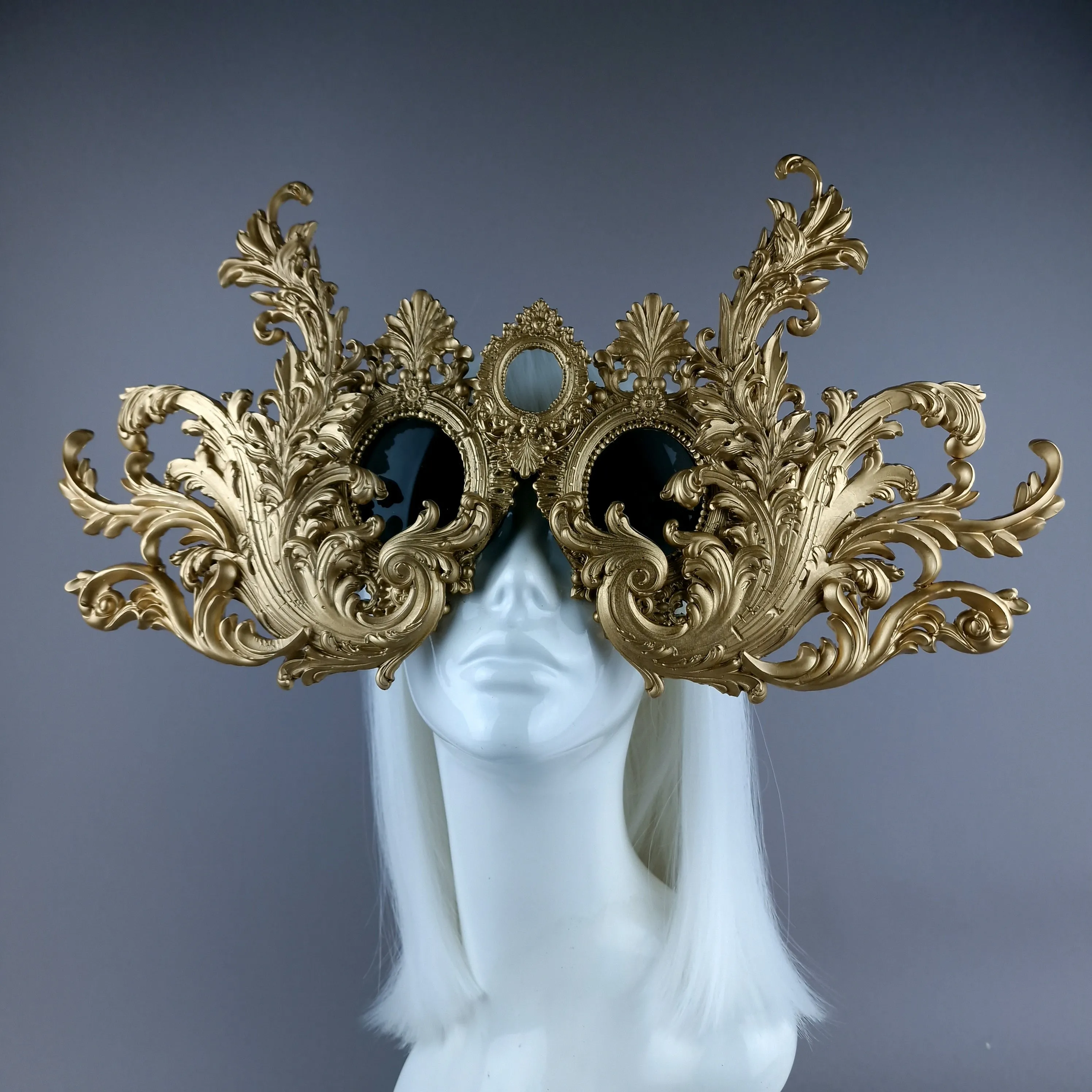 "Monstera" Enormous OTT Gold Filigree Sunglasses Mask