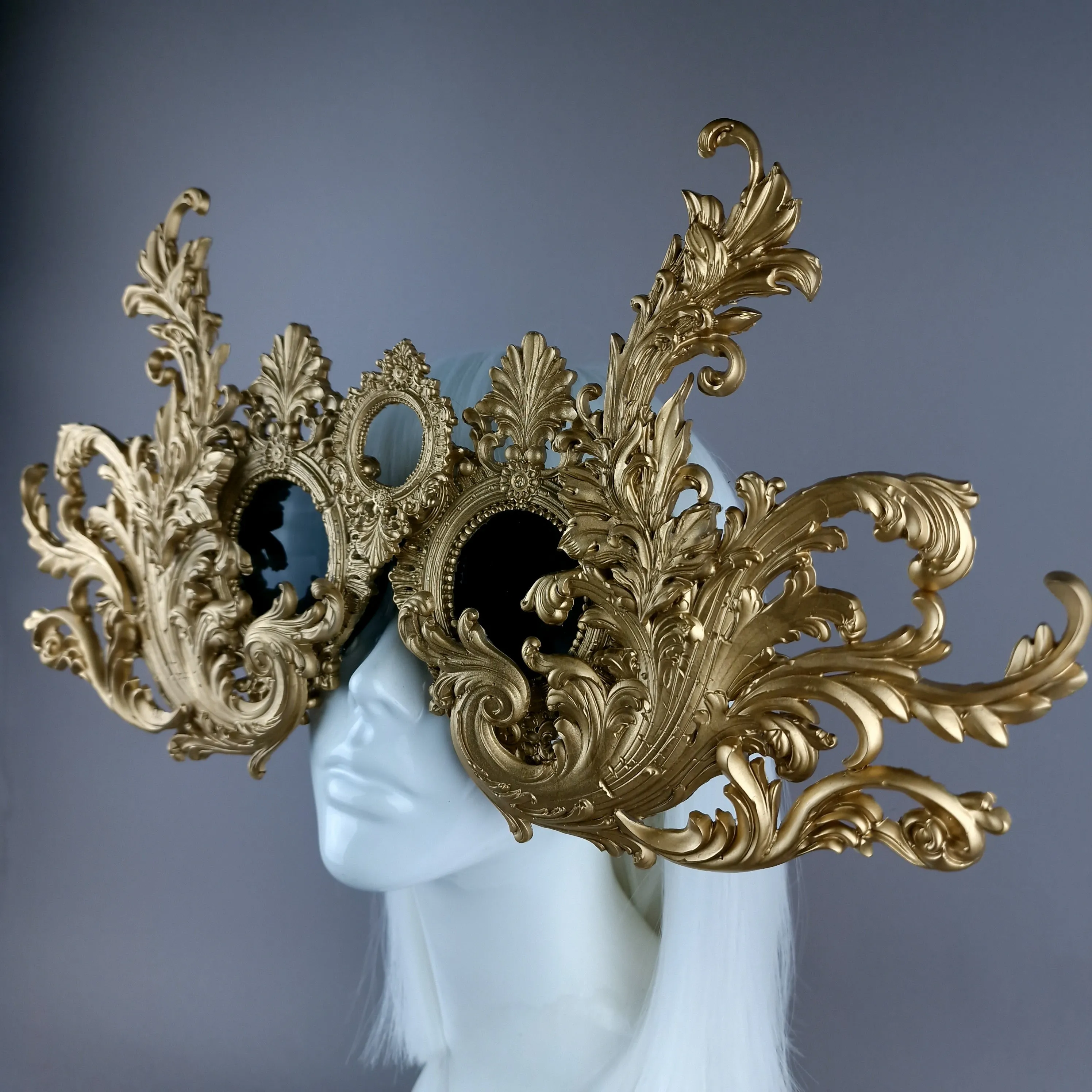 "Monstera" Enormous OTT Gold Filigree Sunglasses Mask