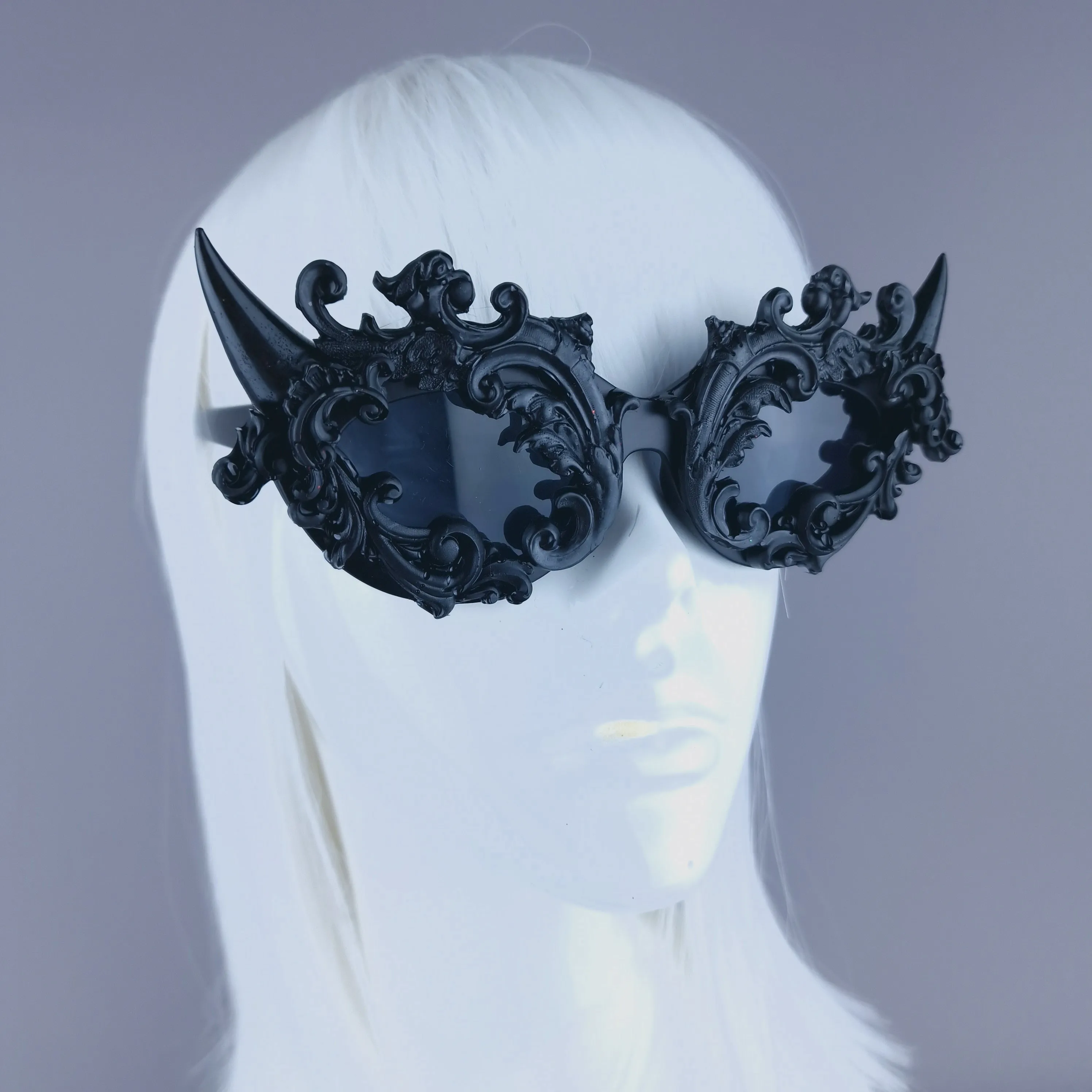 "Superbeast" Black Filigree Ornate Devil Horn Sunglasses