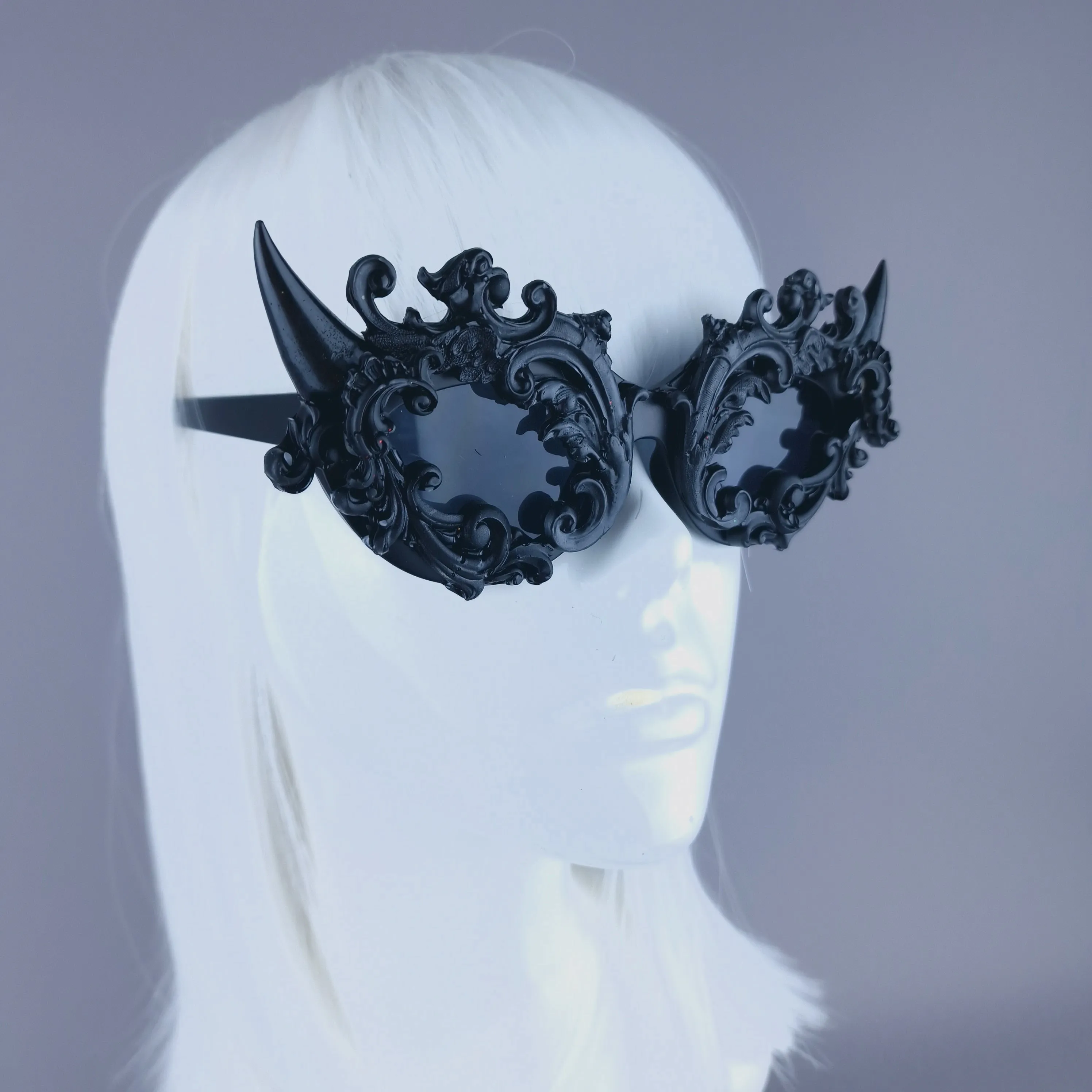 "Superbeast" Black Filigree Ornate Devil Horn Sunglasses