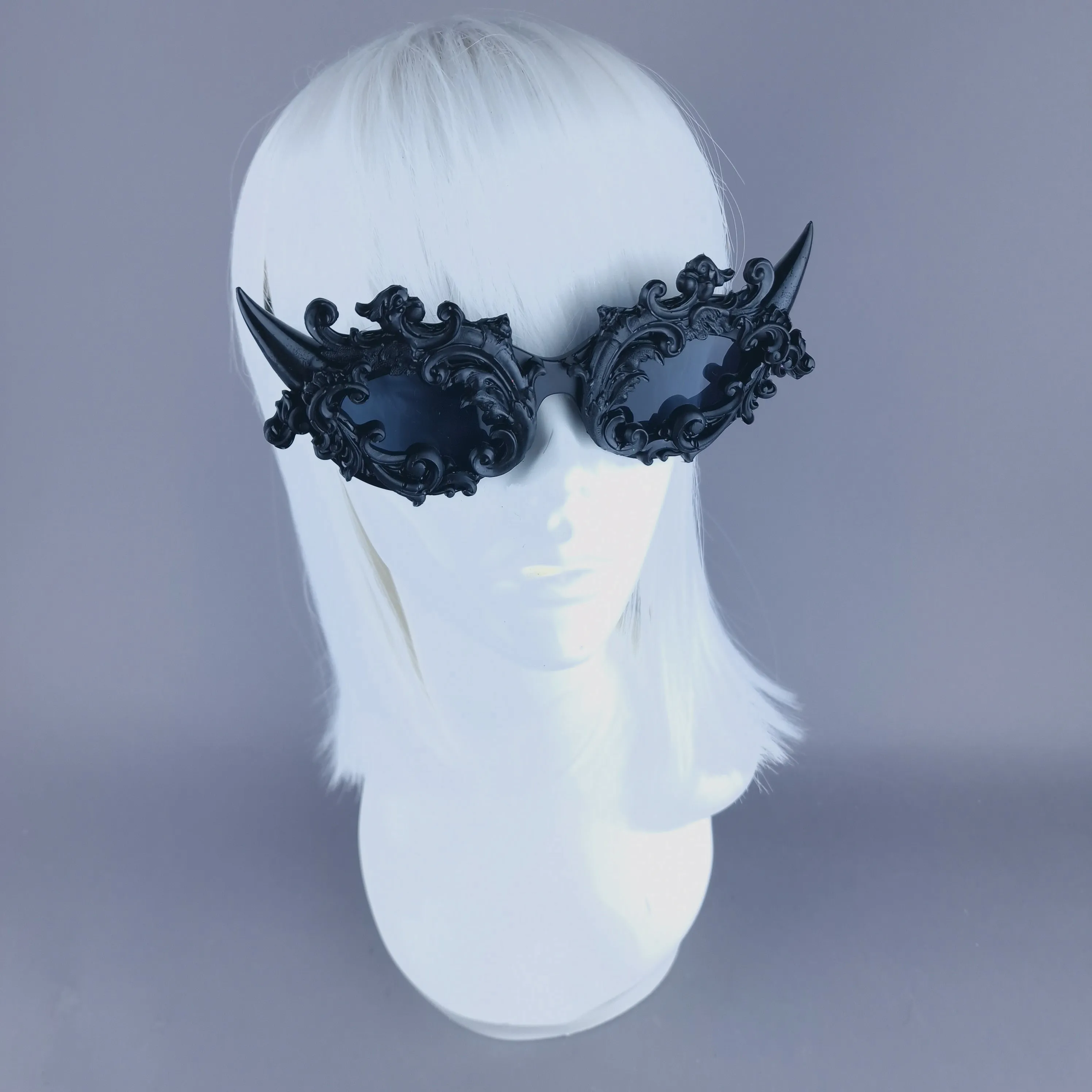 "Superbeast" Black Filigree Ornate Devil Horn Sunglasses