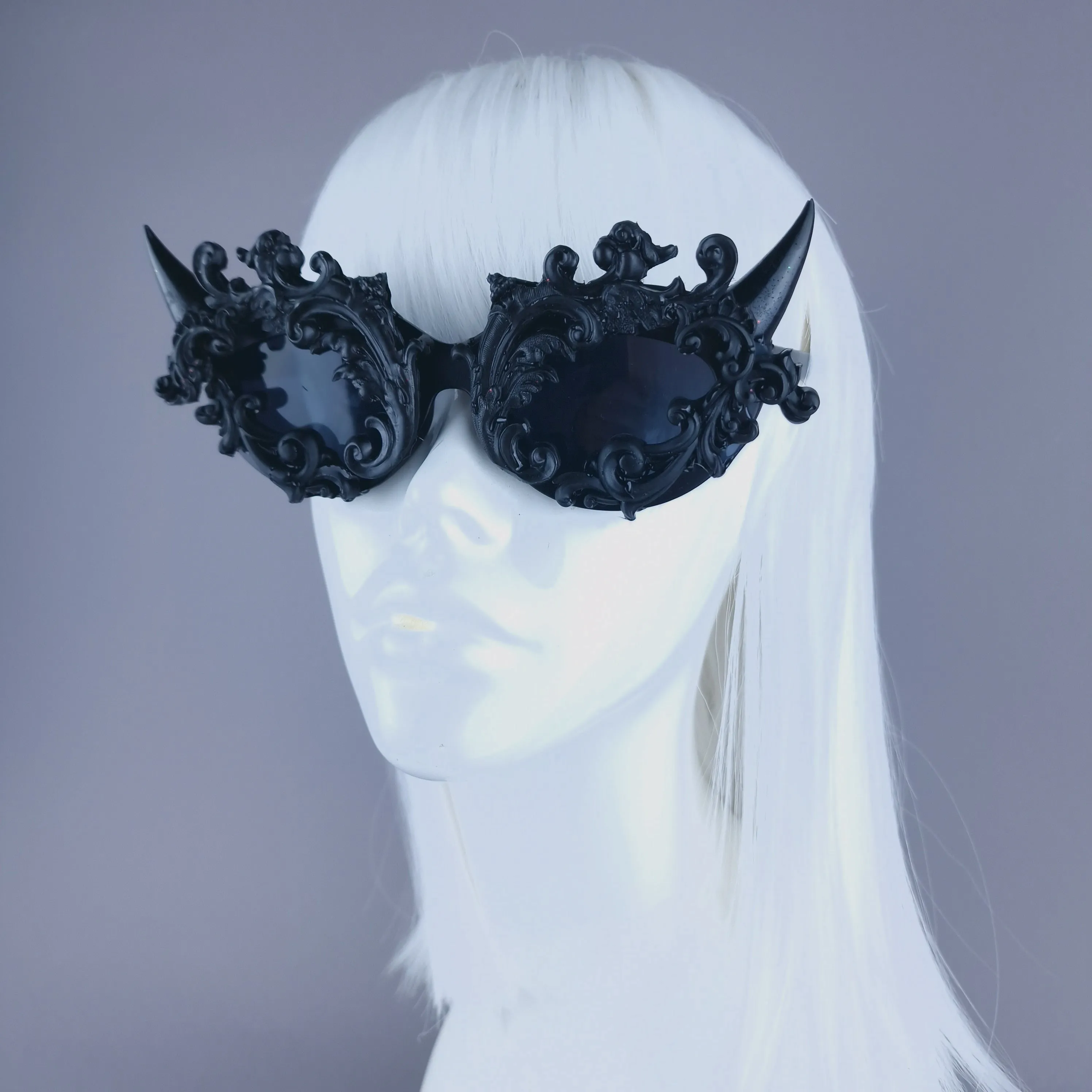 "Superbeast" Black Filigree Ornate Devil Horn Sunglasses