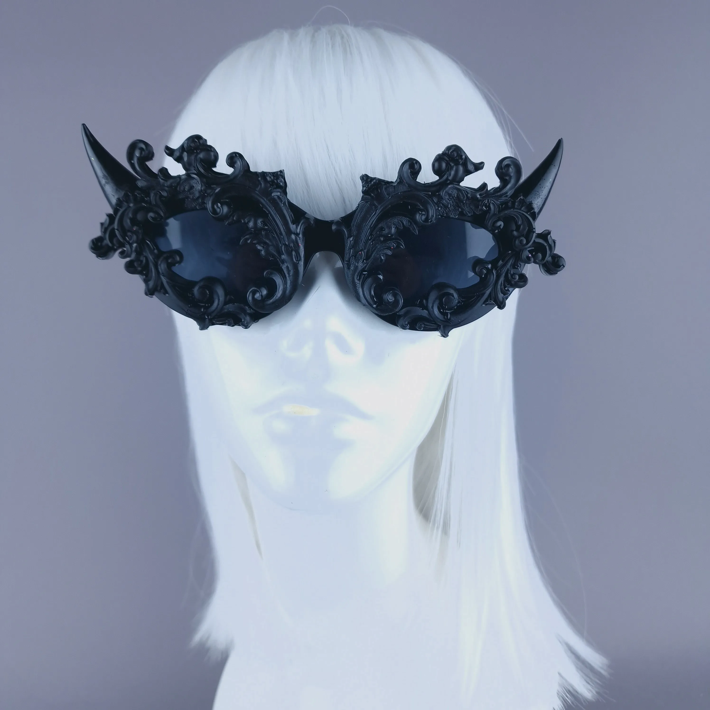 "Superbeast" Black Filigree Ornate Devil Horn Sunglasses