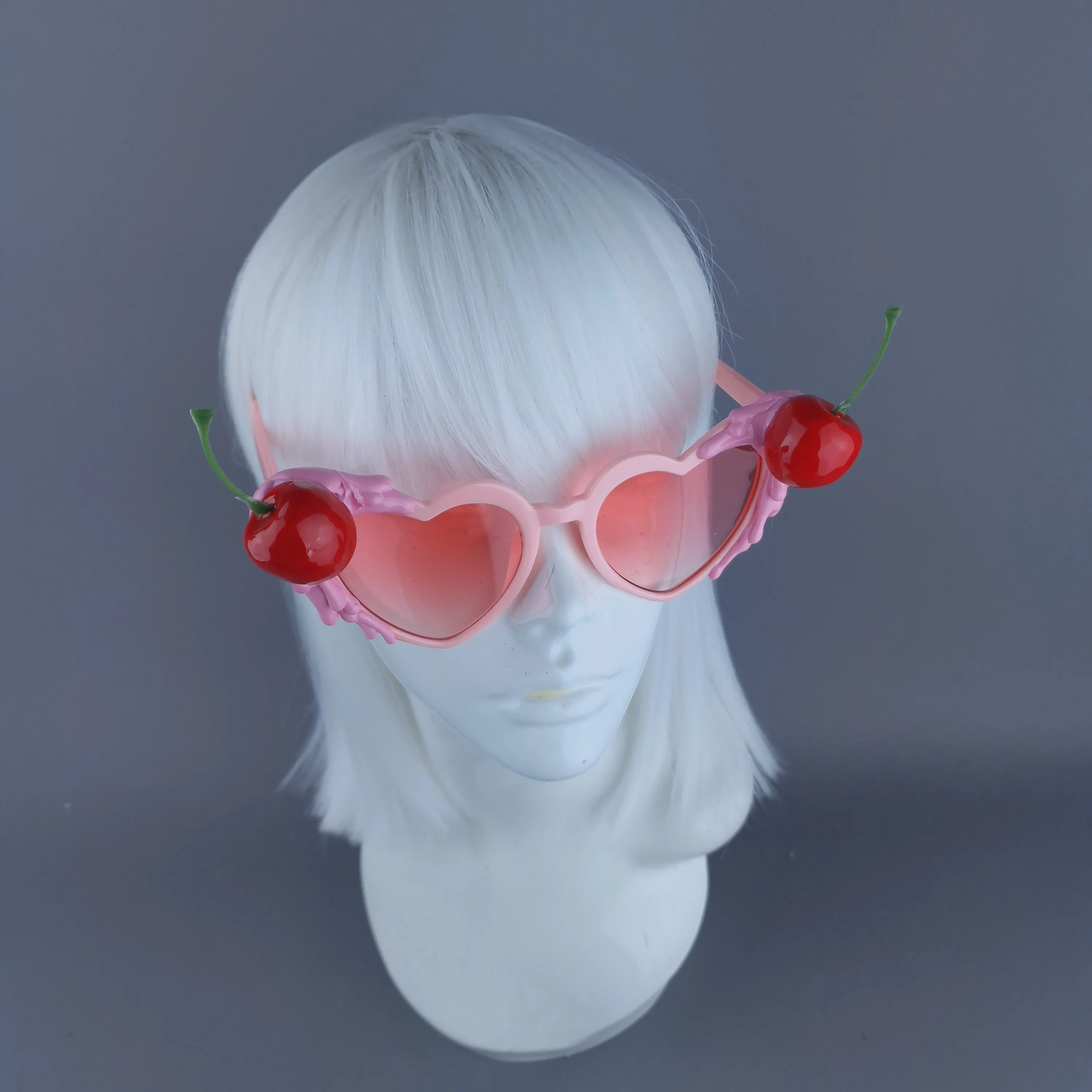 "Sweetie" Pink Cherry Heart Shaped Sunglasses