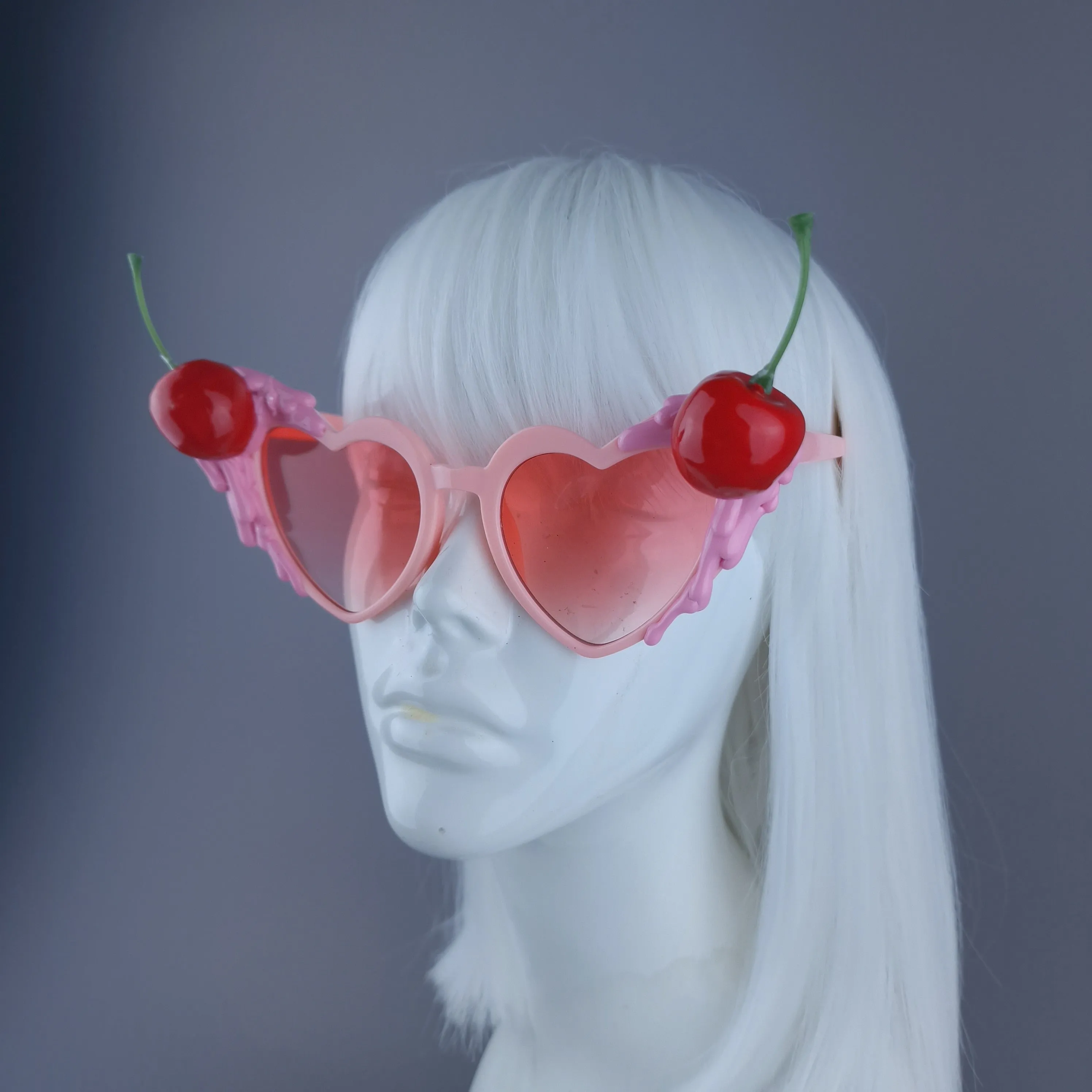 "Sweetie" Pink Cherry Heart Shaped Sunglasses