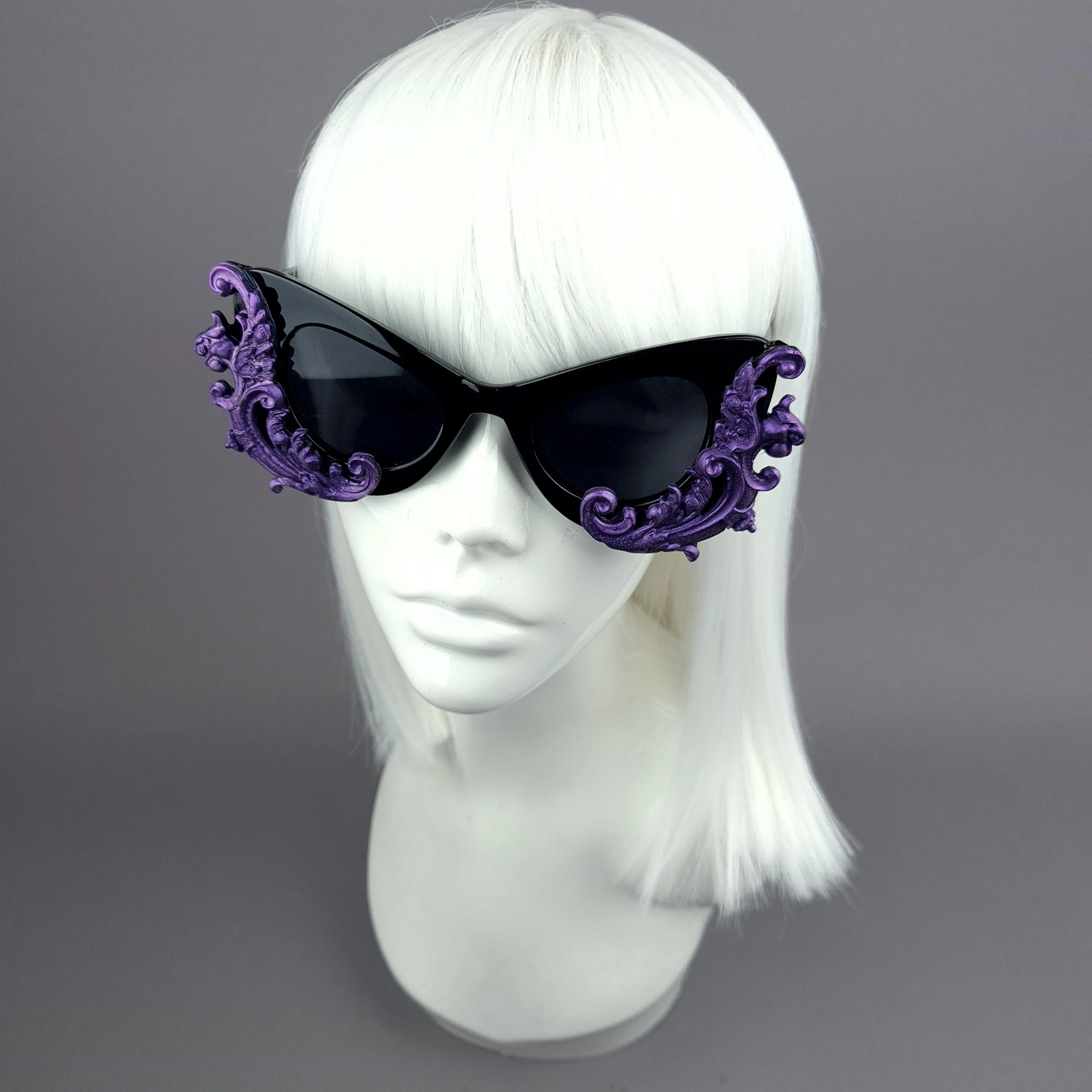 "Valencia" Black & Purple Filigree Catseye Sunglasses