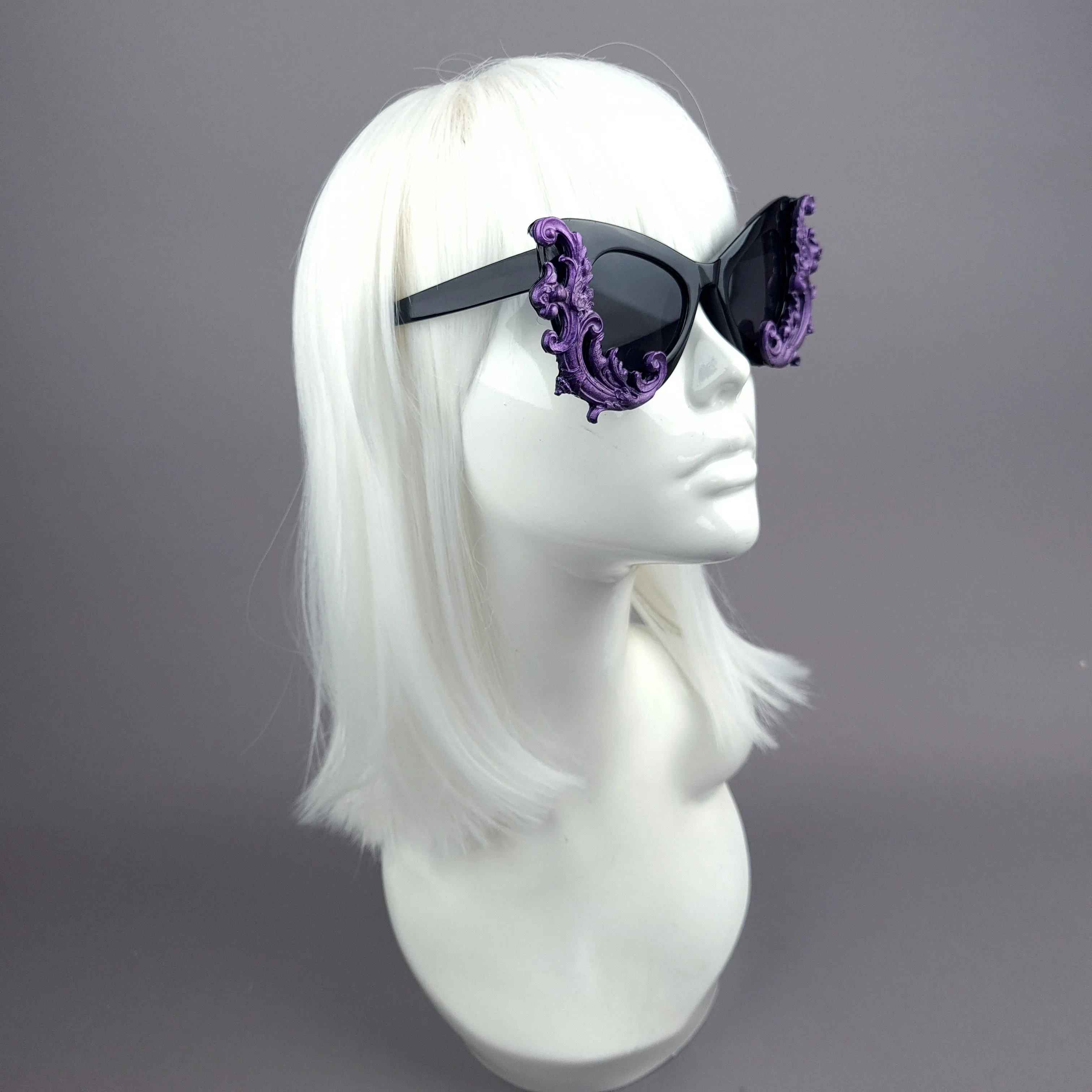 "Valencia" Black & Purple Filigree Catseye Sunglasses