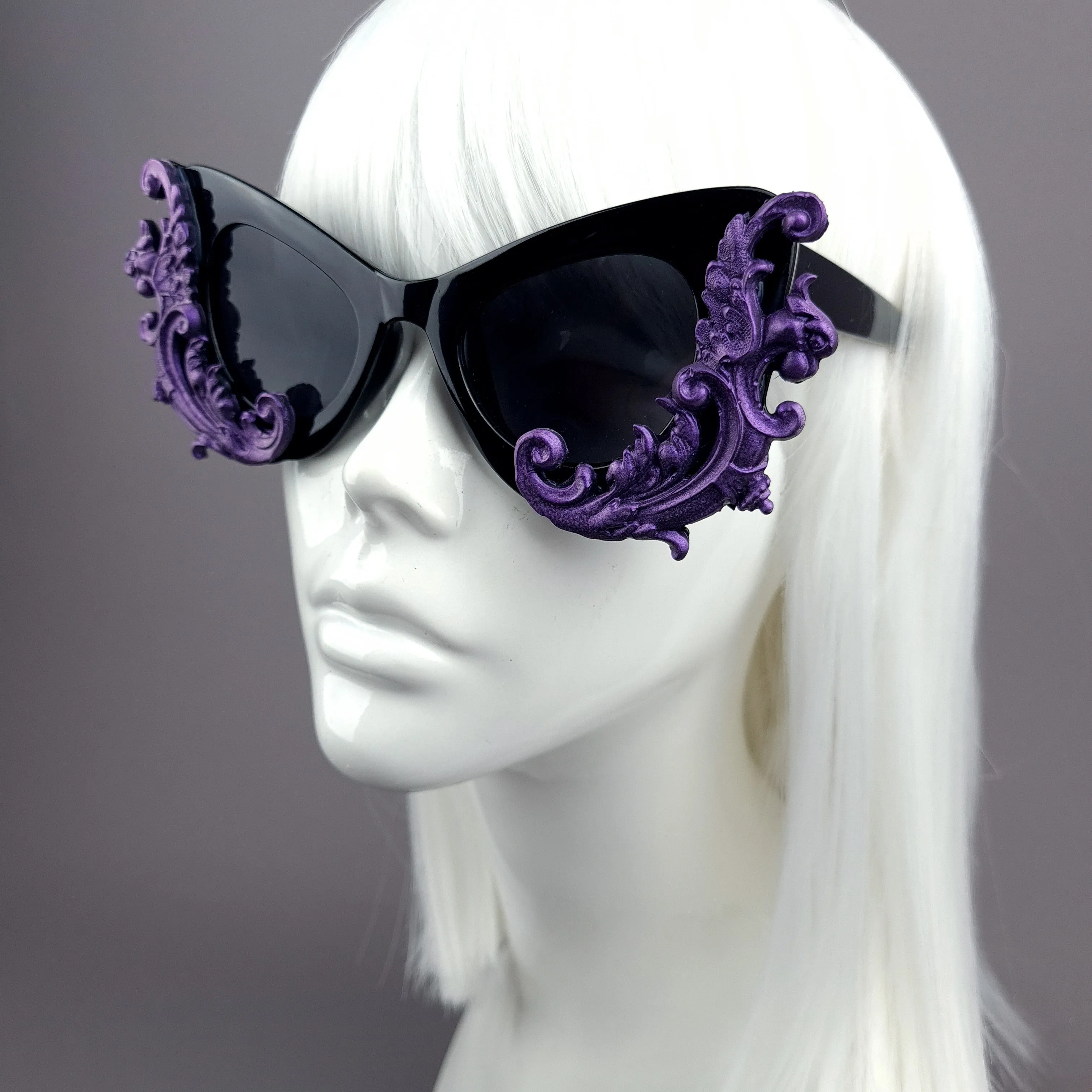 "Valencia" Black & Purple Filigree Catseye Sunglasses