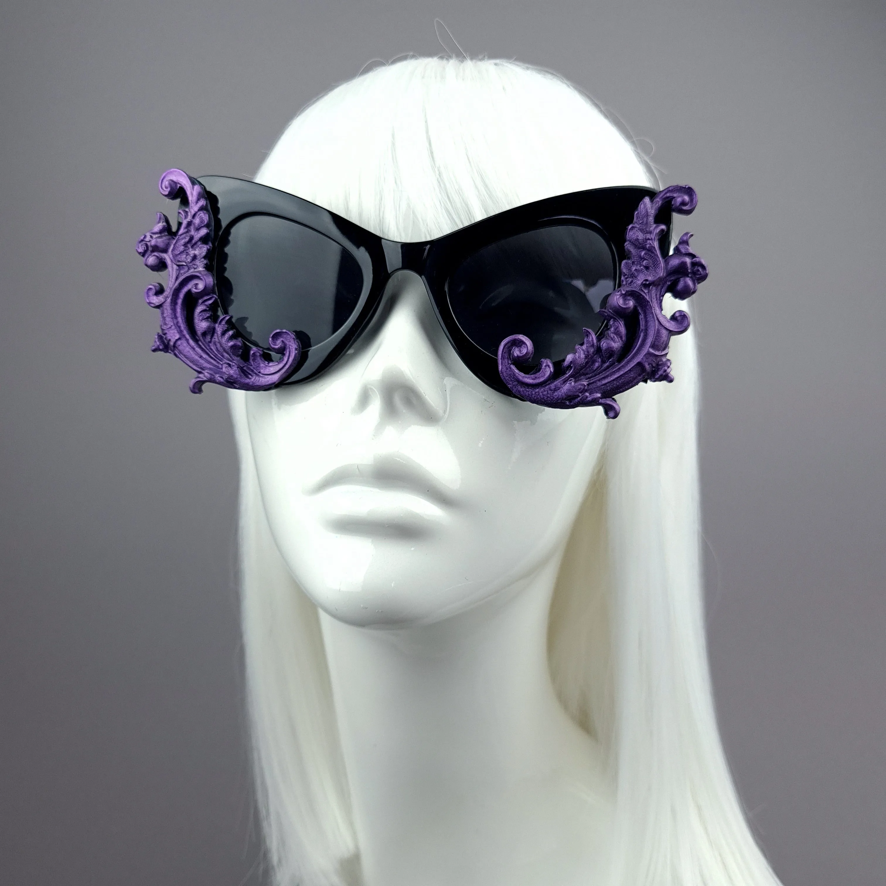 "Valencia" Black & Purple Filigree Catseye Sunglasses