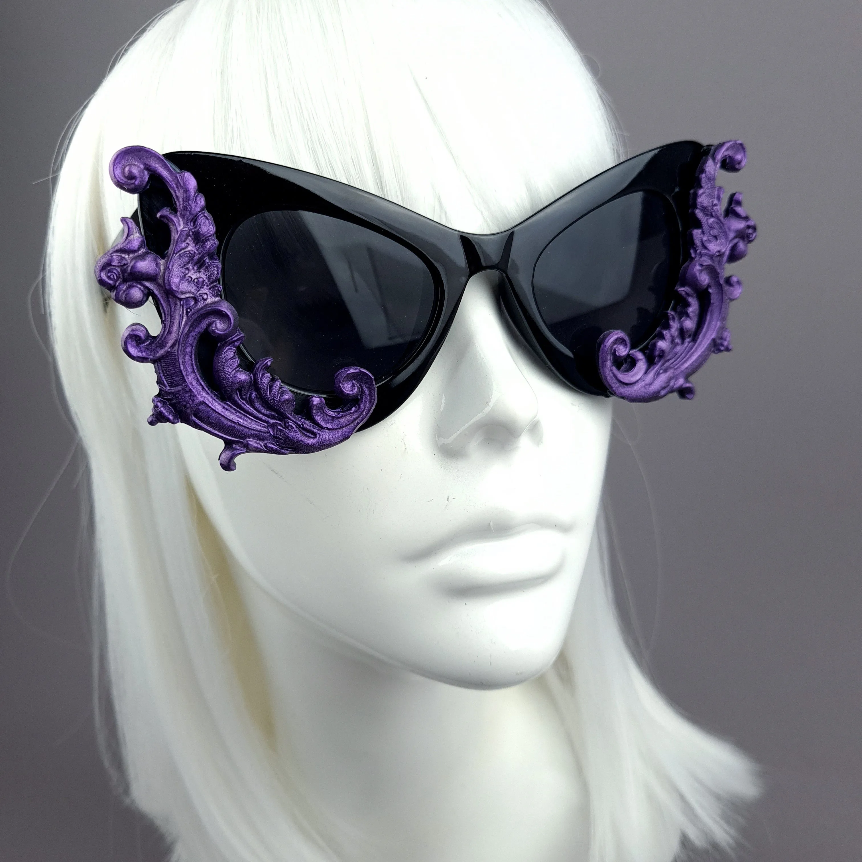 "Valencia" Black & Purple Filigree Catseye Sunglasses