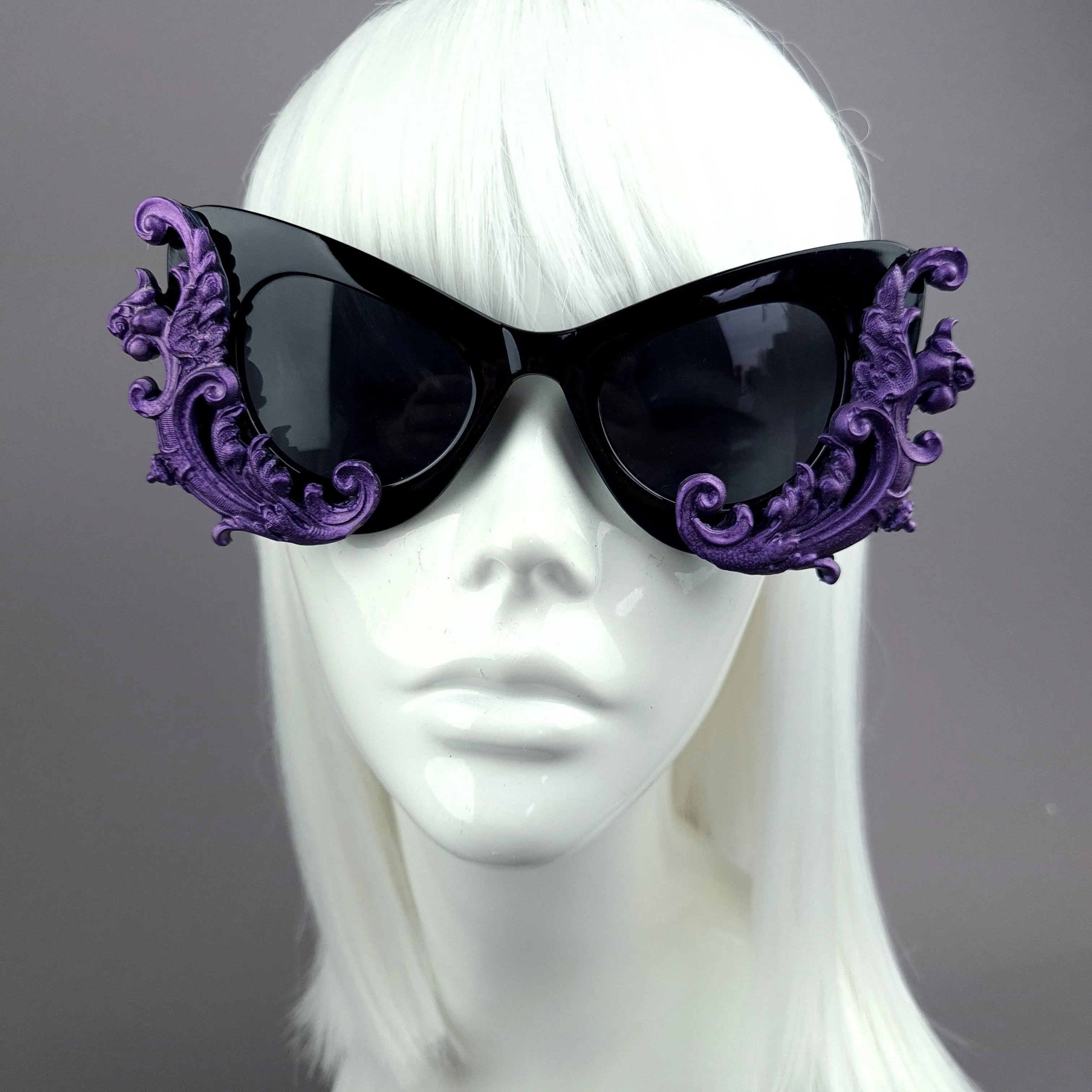 "Valencia" Black & Purple Filigree Catseye Sunglasses