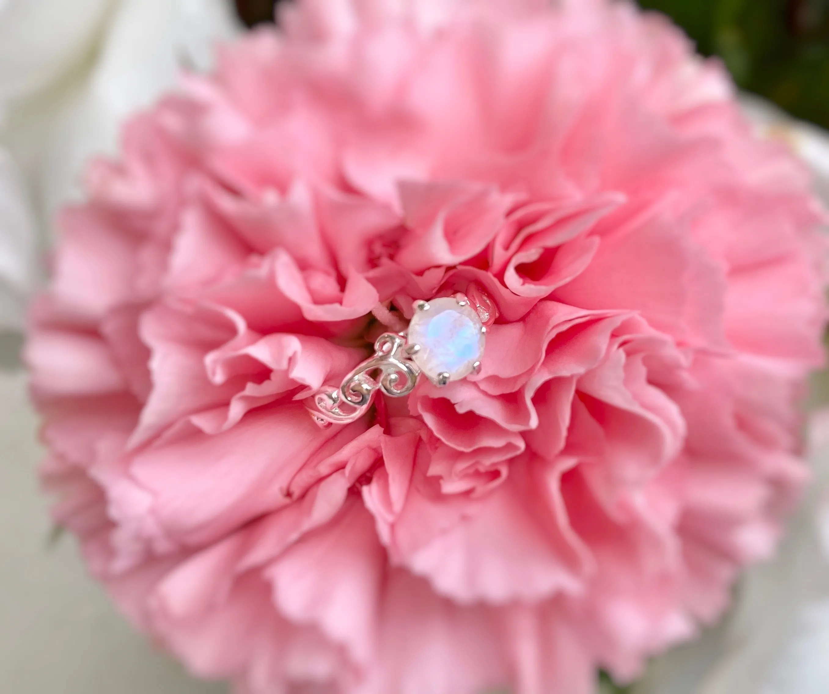 Rainbow Moonstone Vine ring