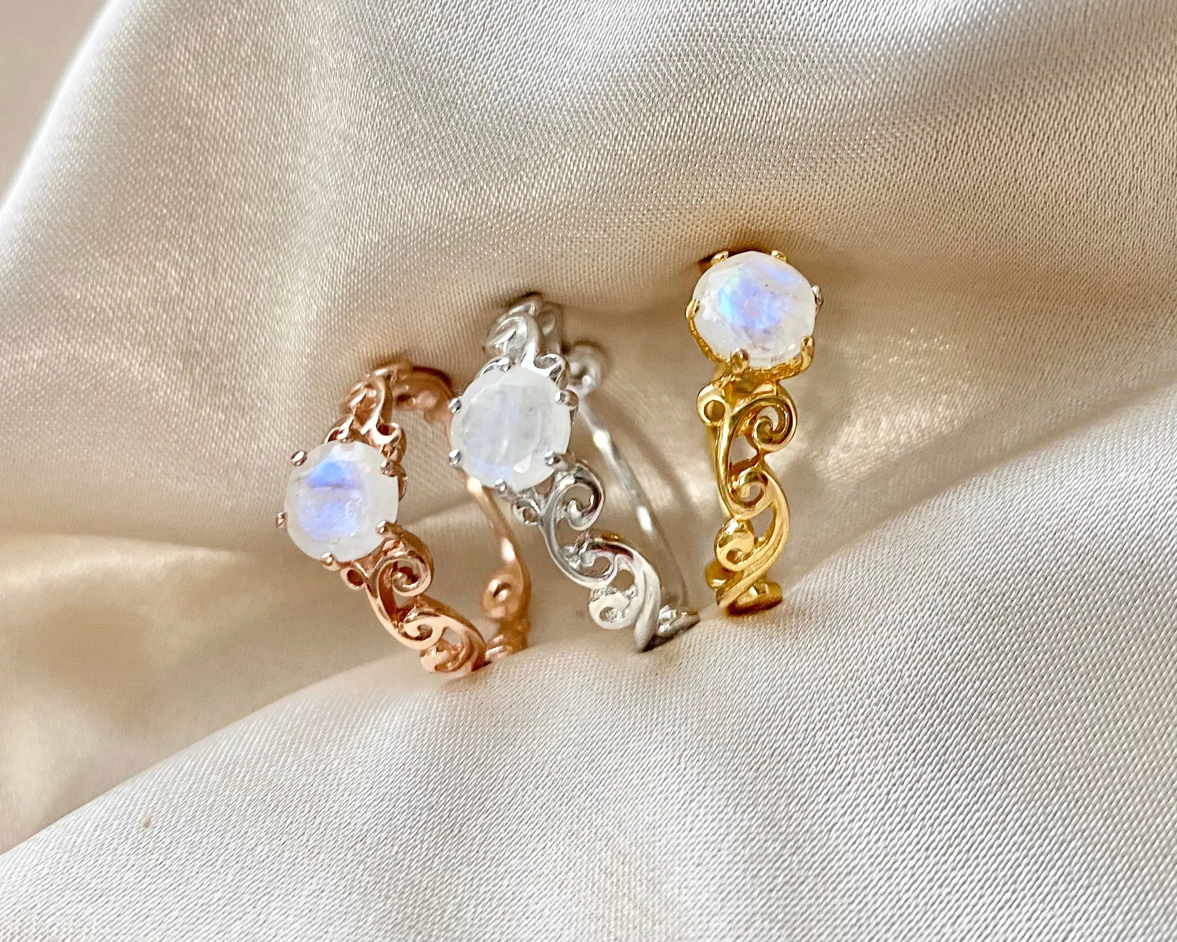 Rainbow Moonstone Vine ring