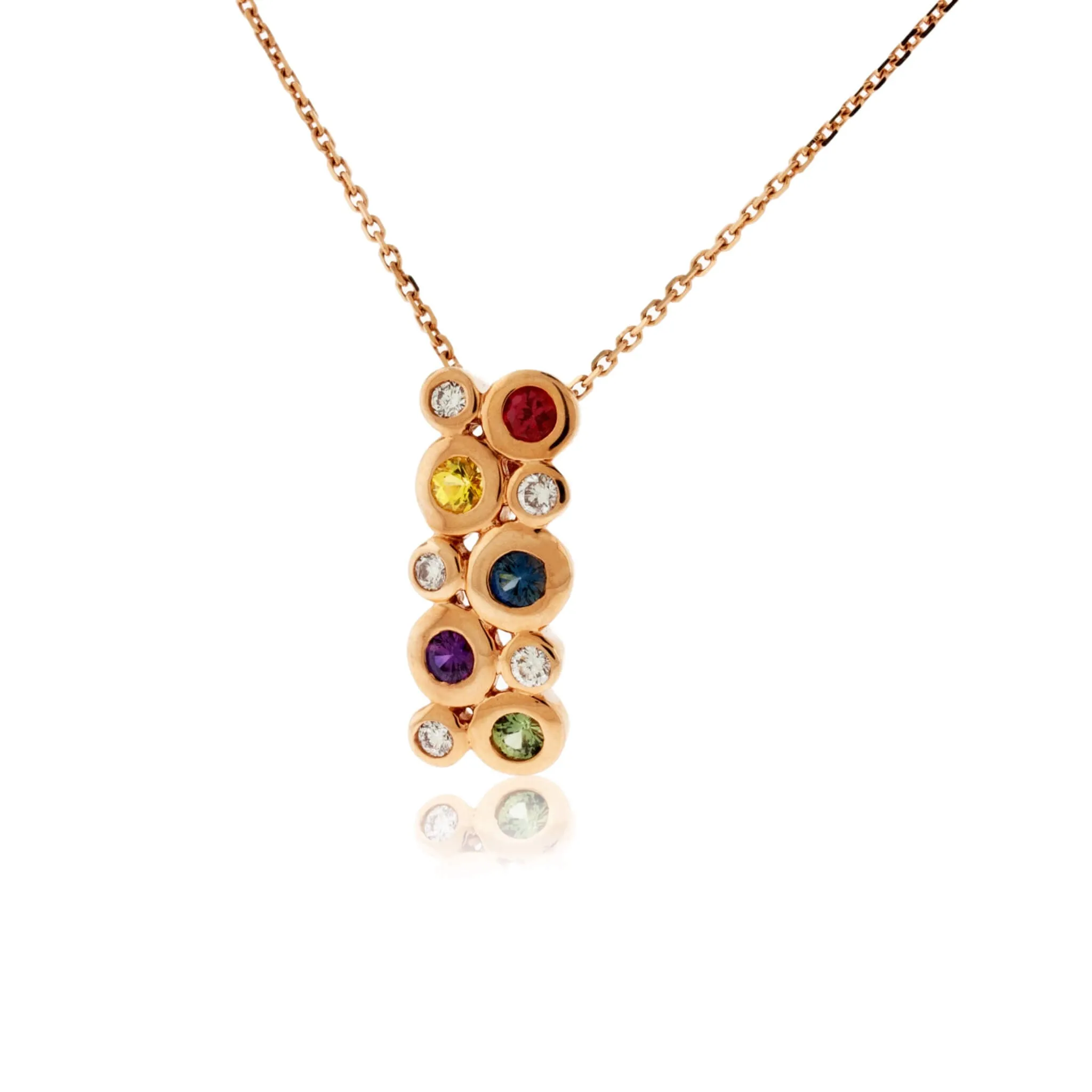 Rainbow Sapphire Bezel Bubble Pendant