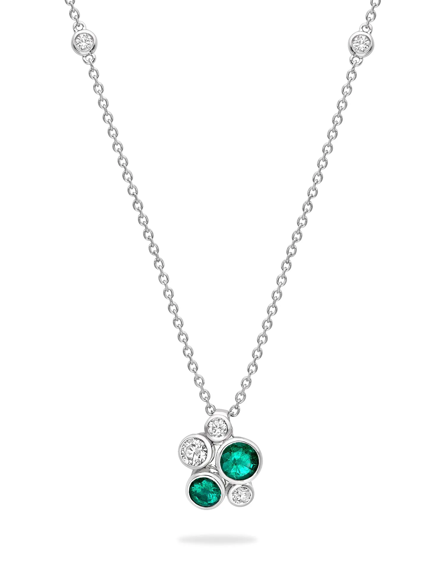 Raindance Platinum Emerald Cluster Pendant